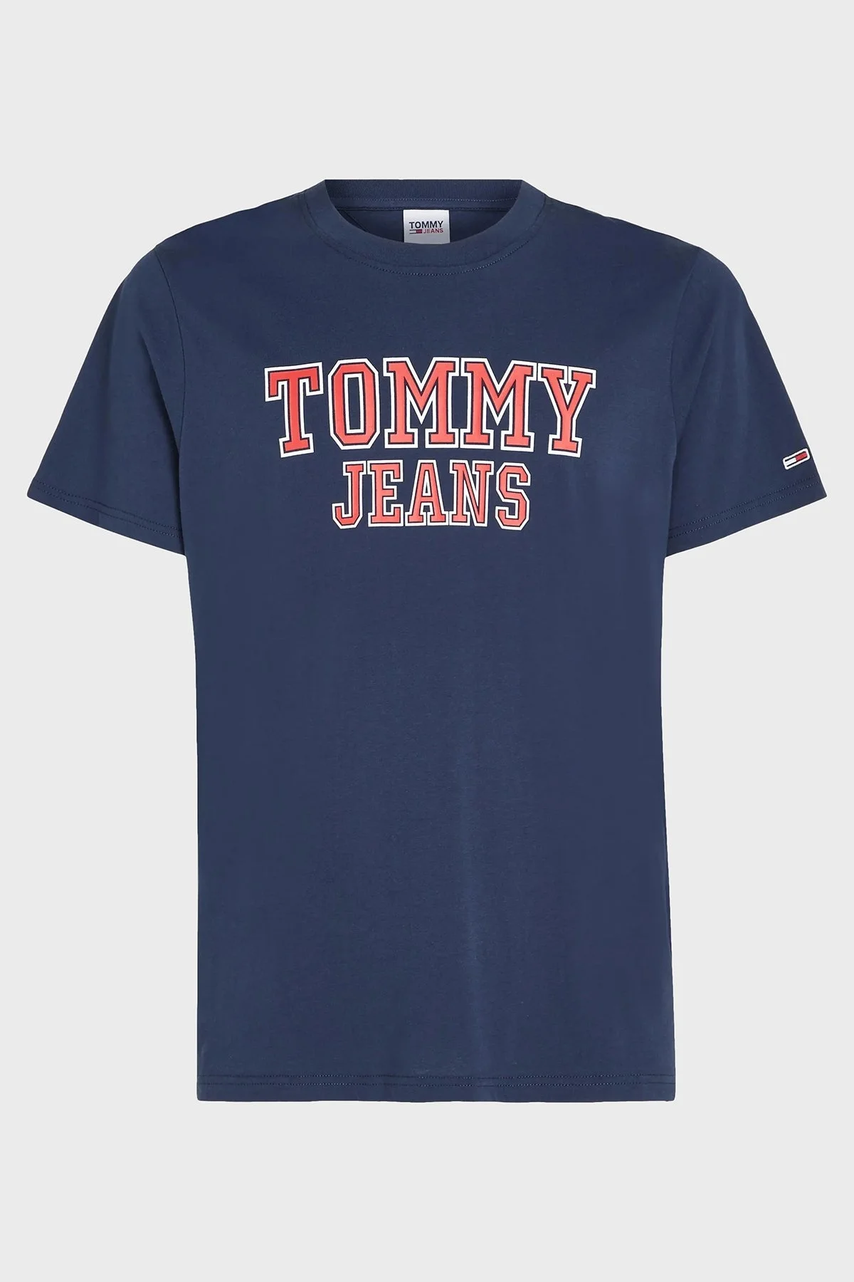 Tommy Jeans % 100 Pamuk Regular Fit Bisiklet Yaka Erkek T Shirt DM0DM16405 C87 LACİVERT - 5