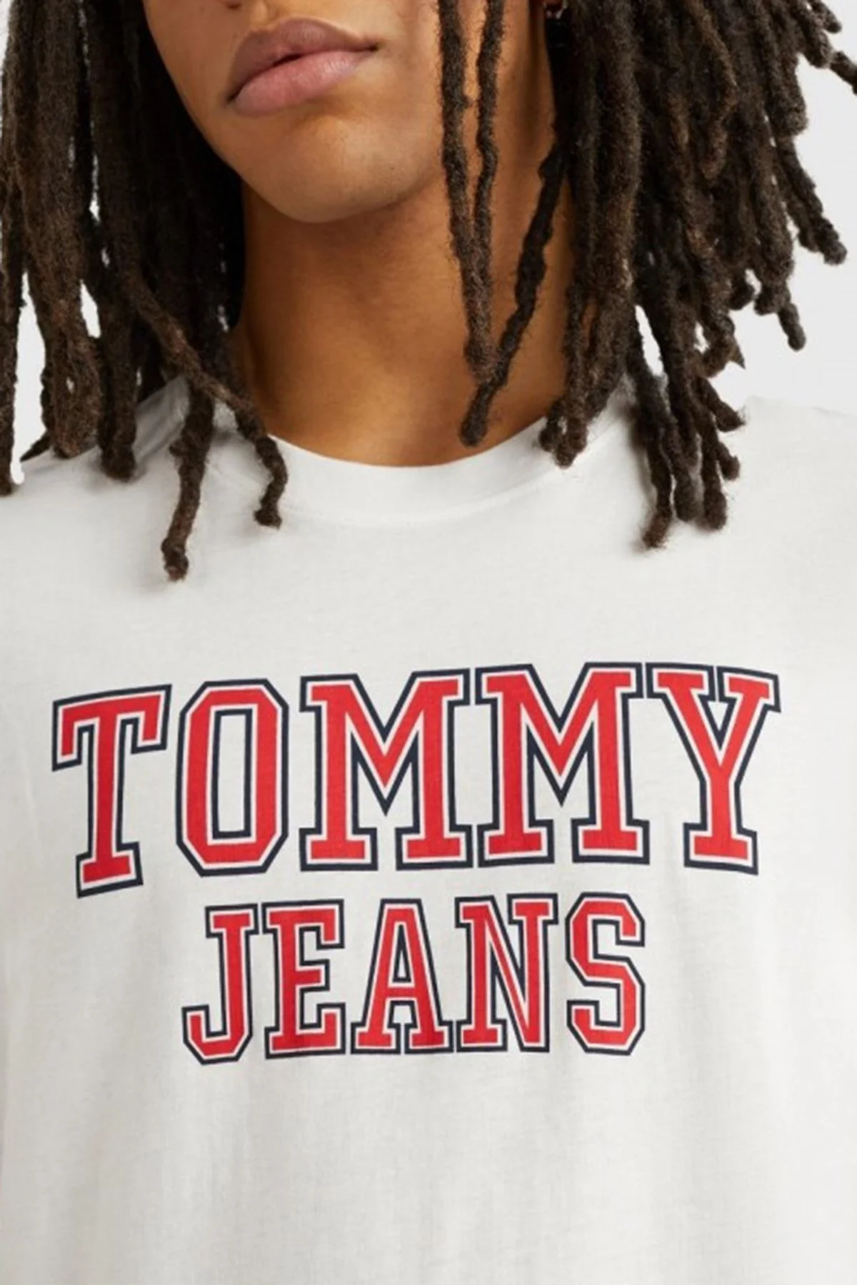 Tommy Jeans % 100 Pamuk Regular Fit Bisiklet Yaka Erkek T Shirt DM0DM16405 YBR BEYAZ - 2