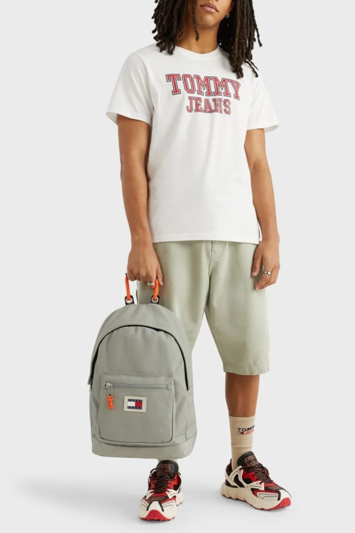 Tommy Jeans % 100 Pamuk Regular Fit Bisiklet Yaka Erkek T Shirt DM0DM16405 YBR BEYAZ - 4