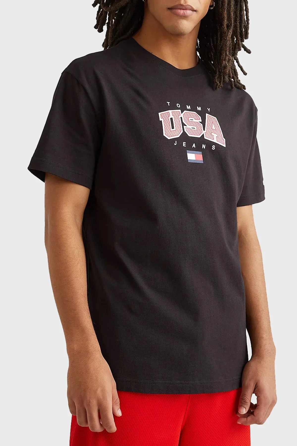 Tommy Jeans % 100 Pamuk Regular Fit Bisiklet Yaka Erkek T Shirt DM0DM16406 BDS SİYAH - 1