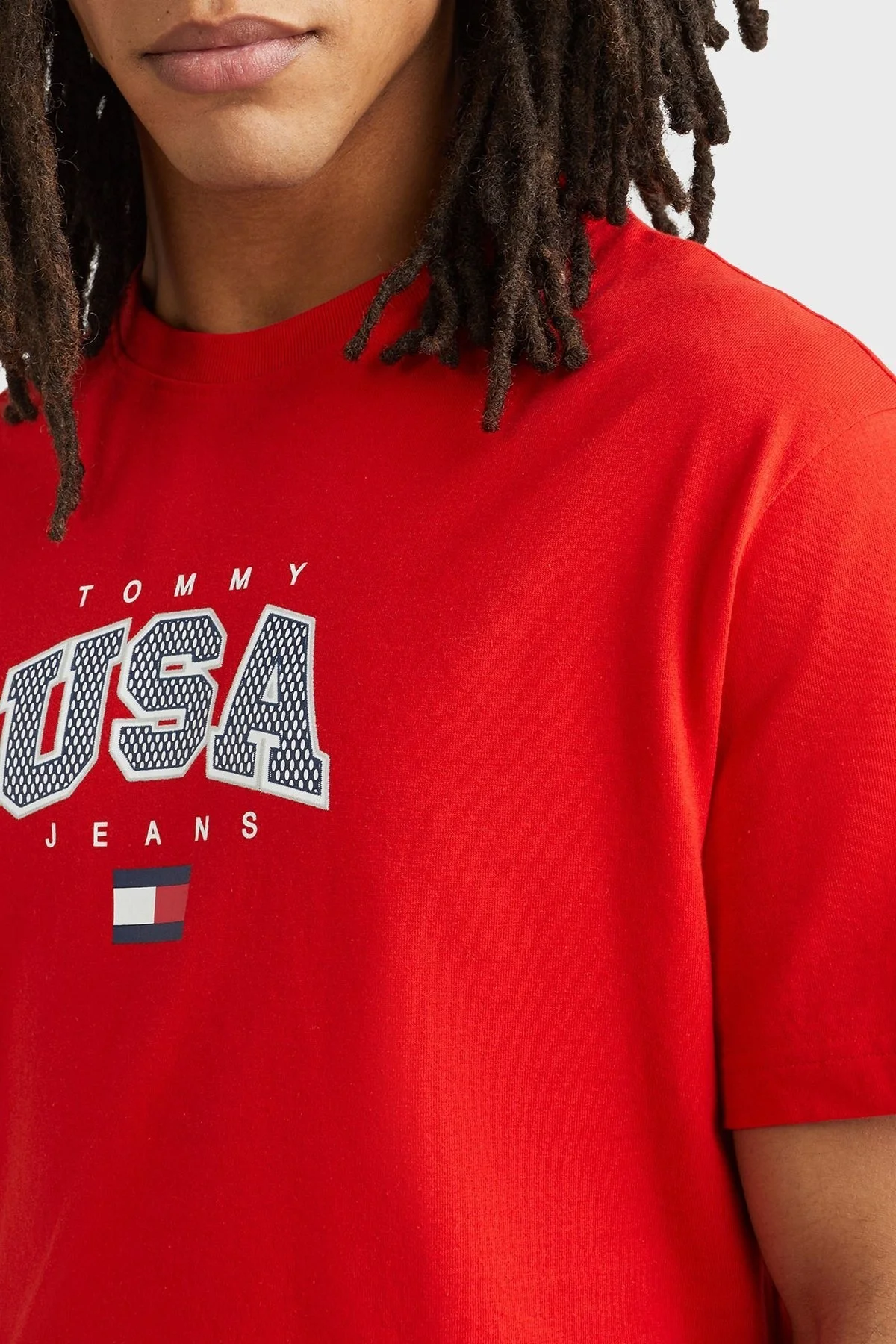 Tommy Jeans % 100 Pamuk Regular Fit Bisiklet Yaka Erkek T Shirt DM0DM16406 XNL KIRMIZI - 3