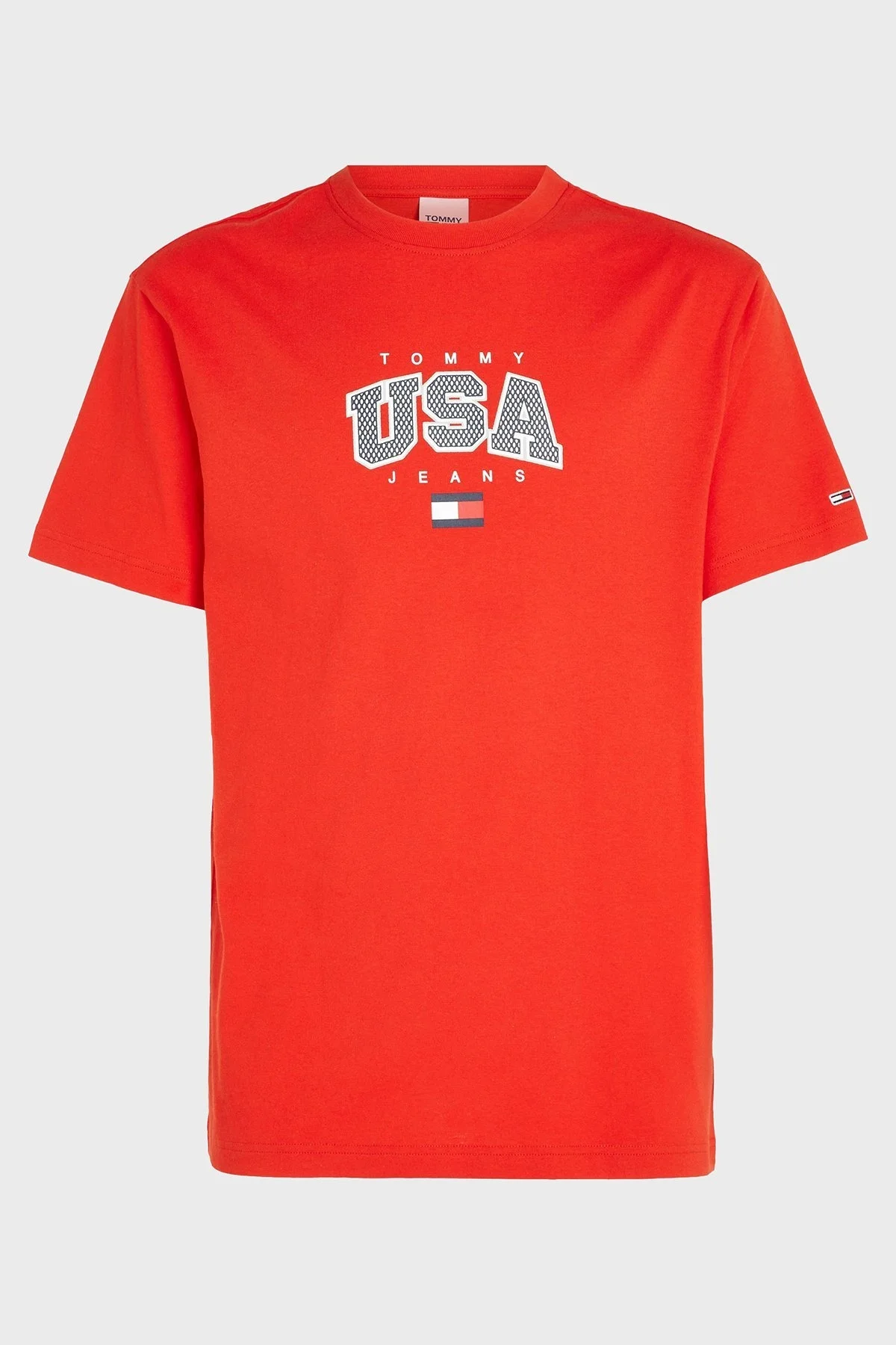 Tommy Jeans % 100 Pamuk Regular Fit Bisiklet Yaka Erkek T Shirt DM0DM16406 XNL KIRMIZI - 5