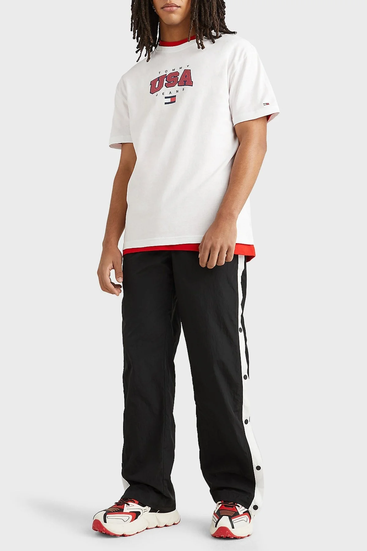 Tommy Jeans % 100 Pamuk Regular Fit Bisiklet Yaka Erkek T Shirt DM0DM16406 YBR BEYAZ - 3