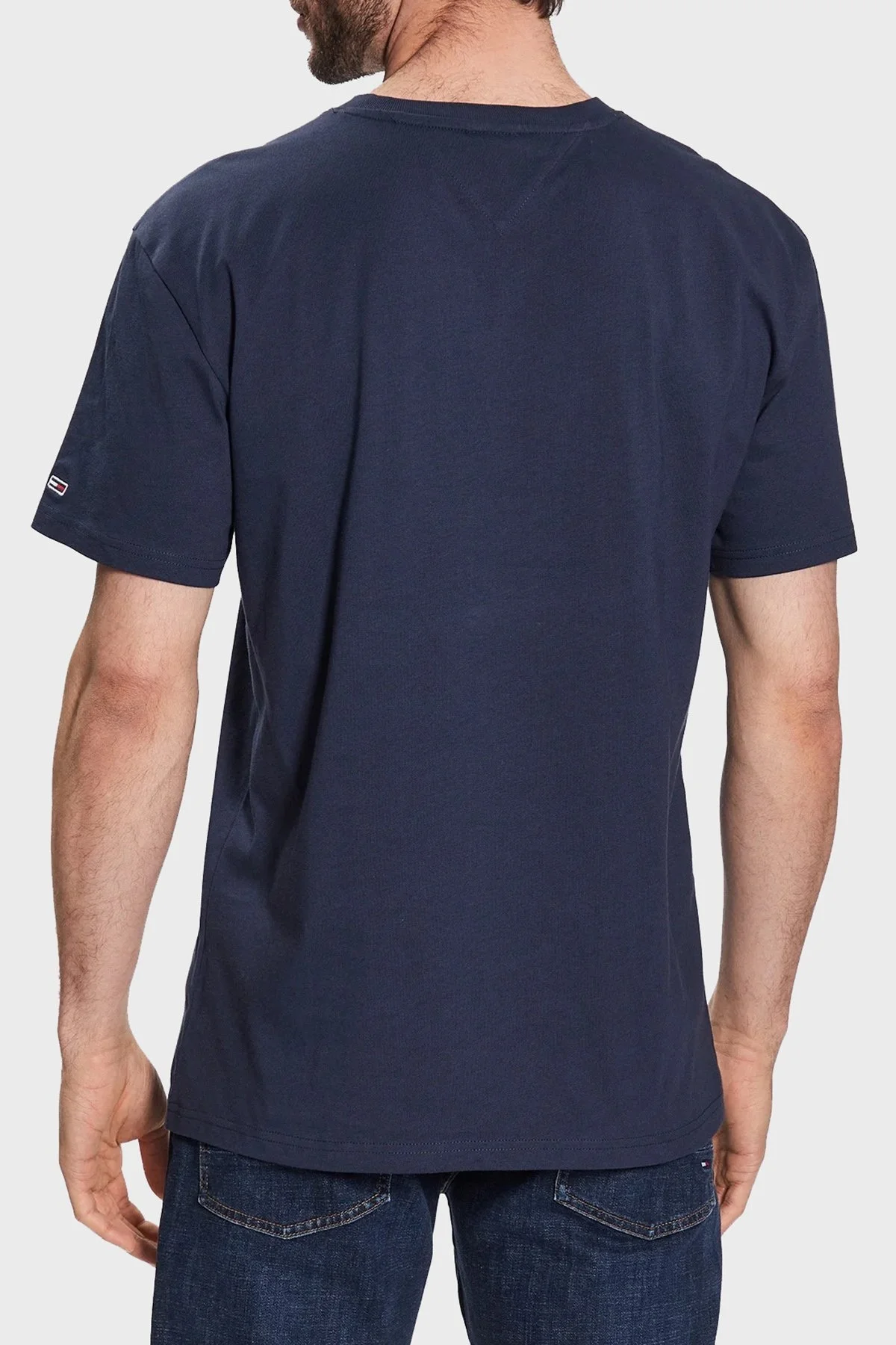 Tommy Jeans % 100 Pamuk Regular Fit Bisiklet Yaka Erkek T Shirt DM0DM16825 C87 LACİVERT - 3