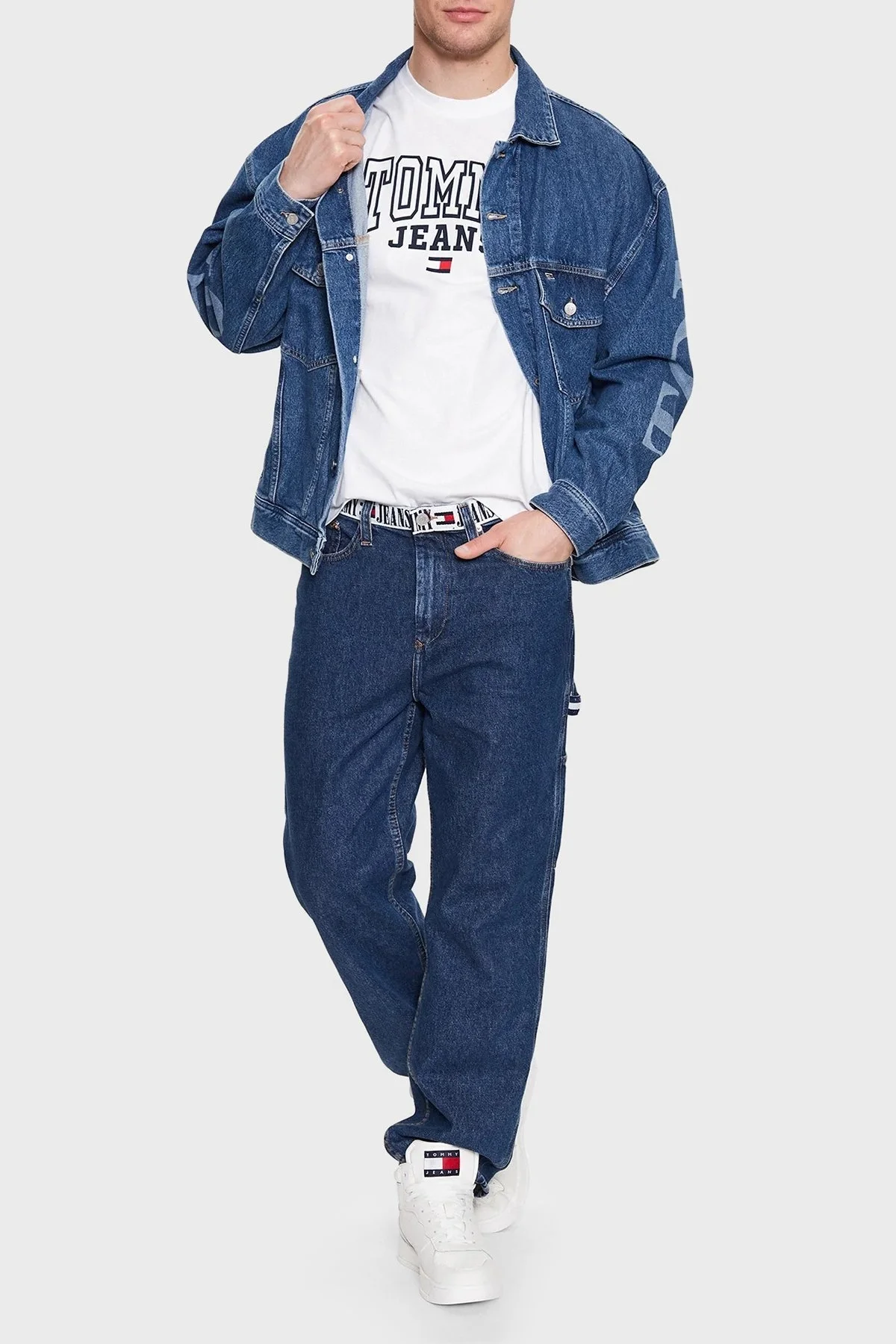 Tommy Jeans % 100 Pamuk Regular Fit Bisiklet Yaka Erkek T Shirt DM0DM16831 YBR BEYAZ - 2