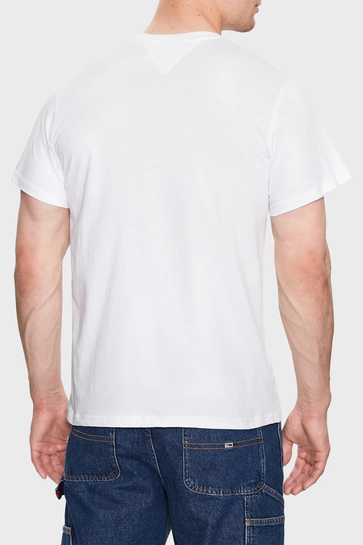 Tommy Jeans % 100 Pamuk Regular Fit Bisiklet Yaka Erkek T Shirt DM0DM16831 YBR BEYAZ - 3