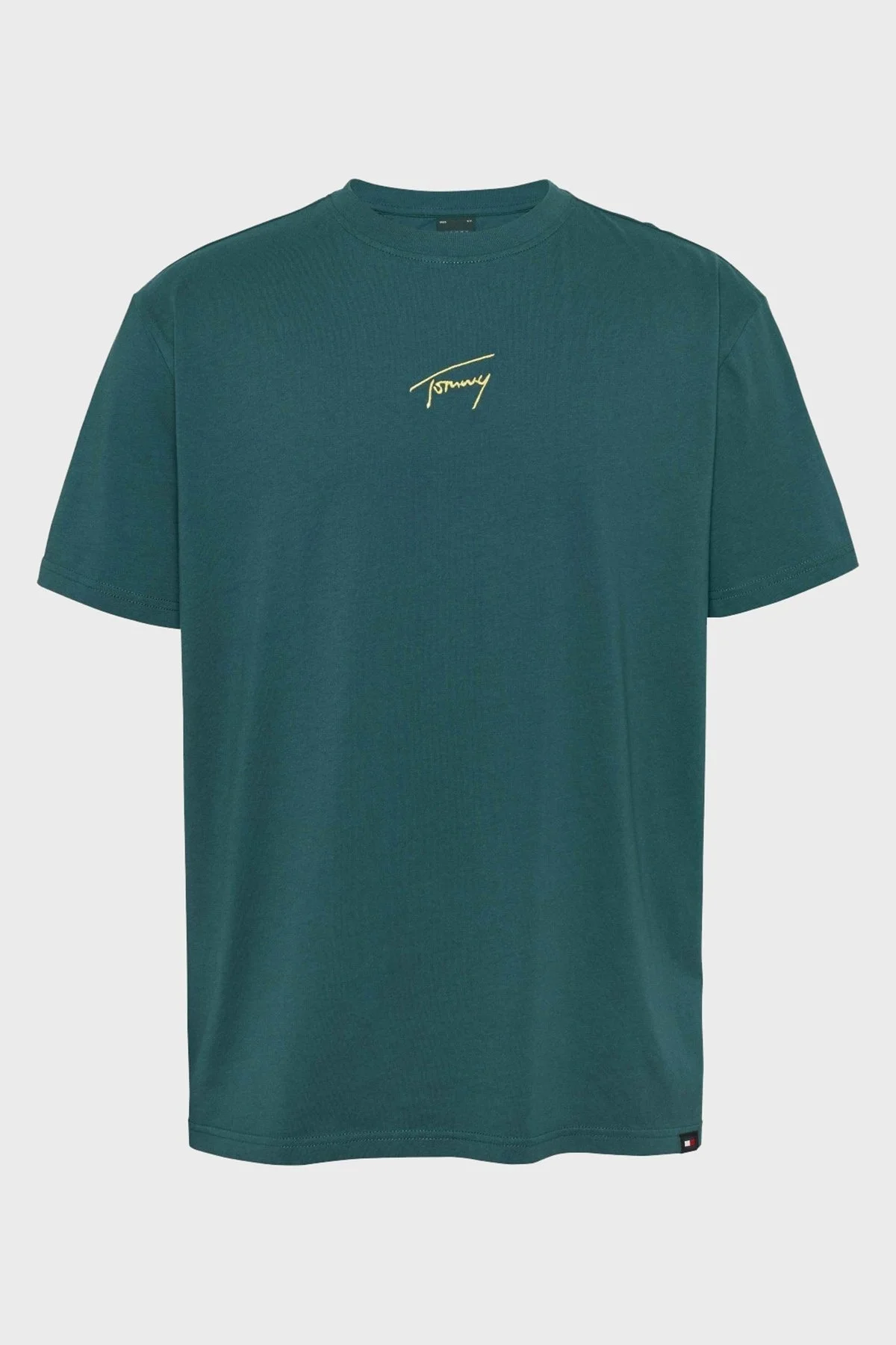 Tommy Jeans % 100 Pamuk Regular Fit Bisiklet Yaka Erkek T Shirt DM0DM19692 CWG KOYU YEŞİL - 1