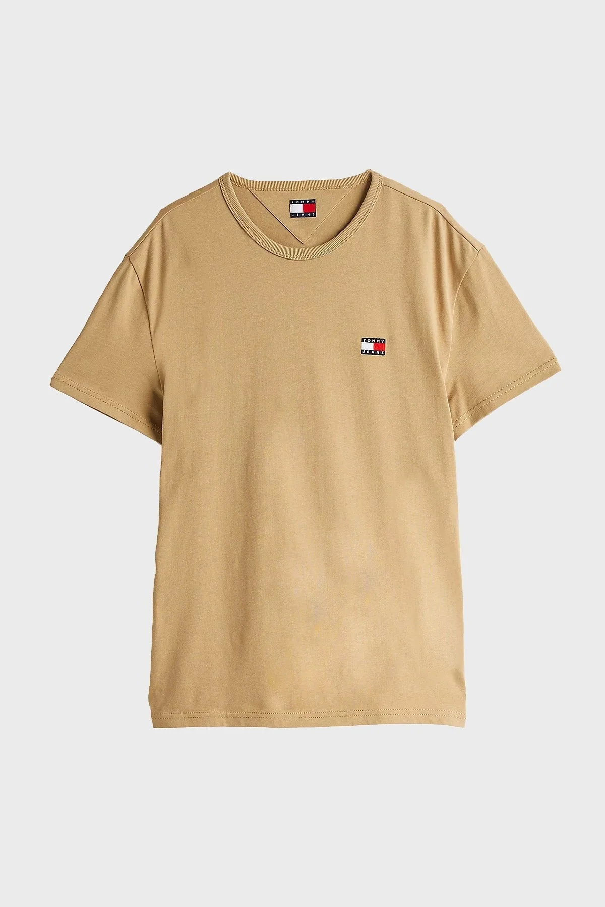 Tommy Jeans % 100 Pamuk Regular Fit Bisiklet Yaka Erkek T Shirt DM0DM20322 ACT BEJ - 5