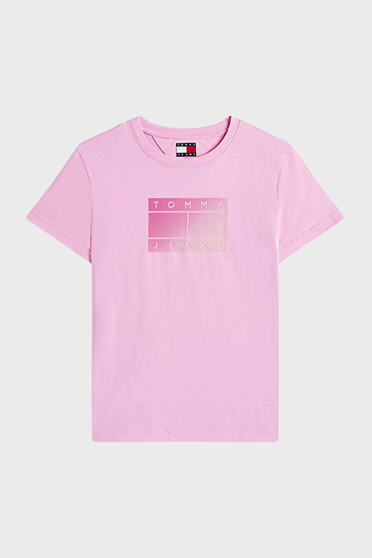 Tommy Jeans % 100 Pamuk Regular Fit Bisiklet Yaka Logolu Bayan T Shirt DW0DW20905 U06 PEMBE - 5