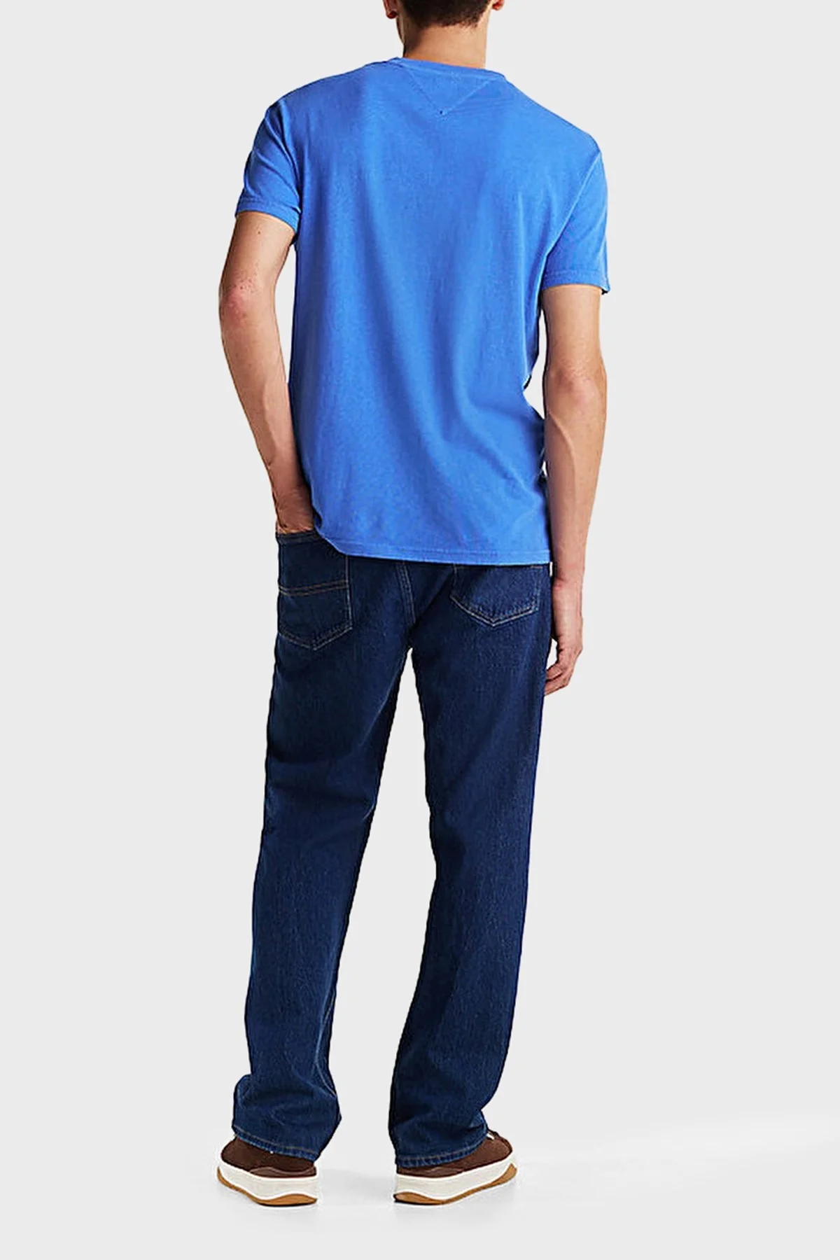 Tommy Jeans % 100 Pamuk Regular Fit Bisiklet Yaka Logolu Erkek T Shirt DM0DM20356 C6E MAVİ - 3