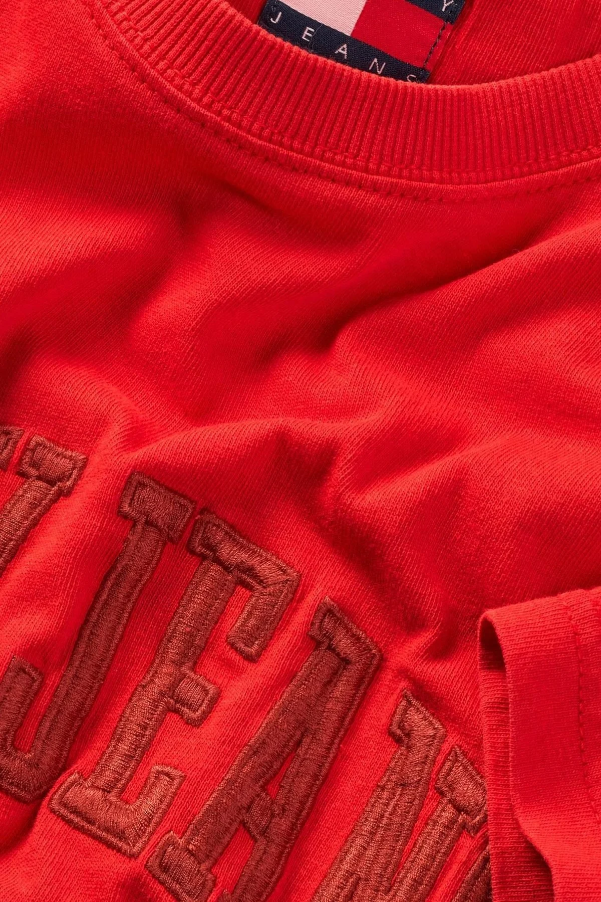 Tommy Jeans % 100 Pamuk Regular Fit Bisiklet Yaka Logolu Erkek T Shirt DM0DM20356 XME KIRMIZI - 2