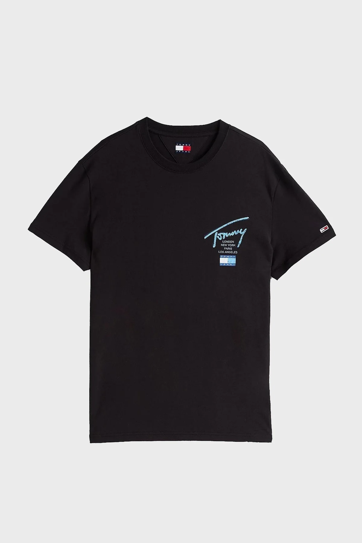 Tommy Jeans % 100 Pamuk Regular Fit Bisiklet Yaka Logolu Erkek T Shirt DM0DM21106 BDS SİYAH - 5