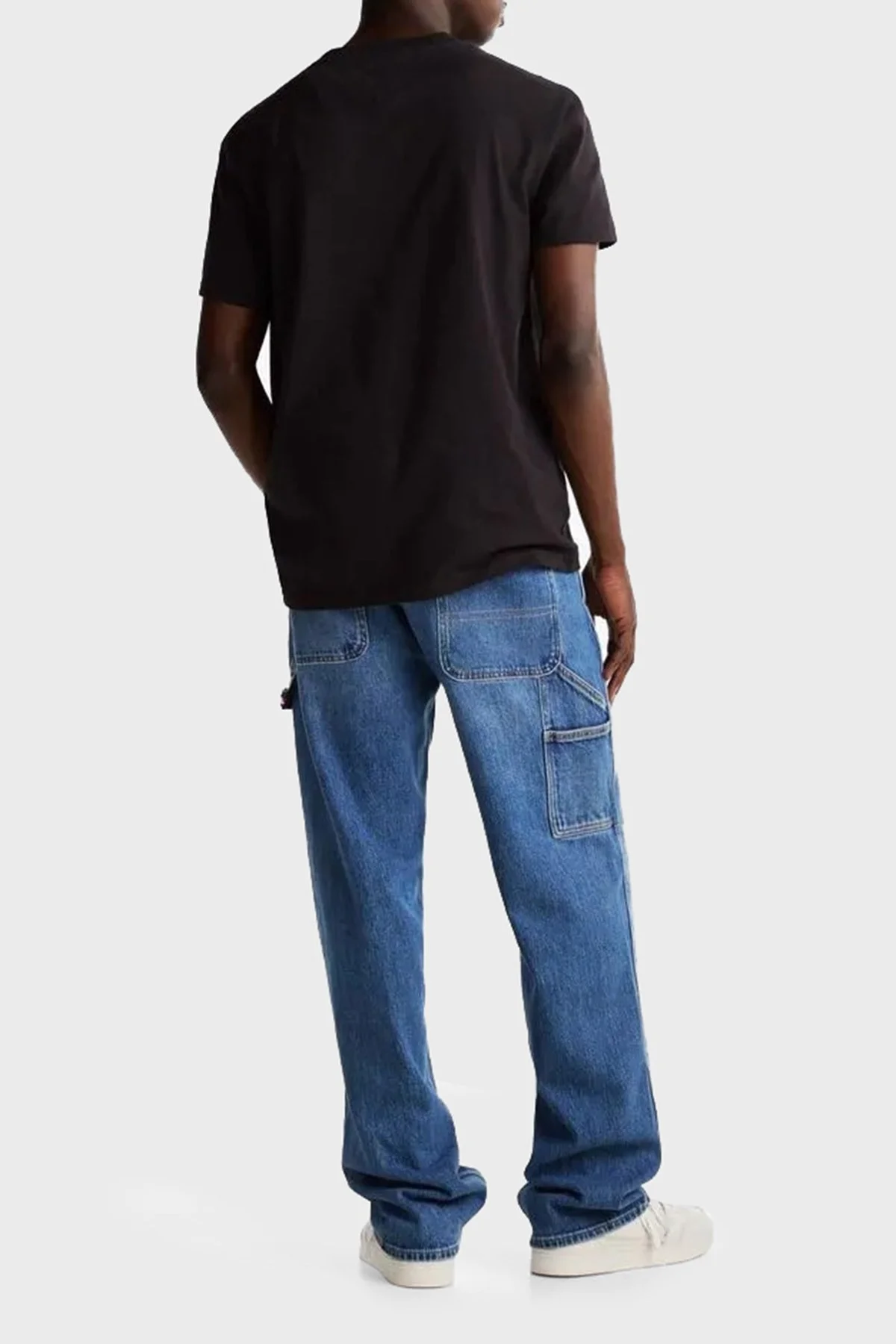 Tommy Jeans % 100 Pamuk Regular Fit Bisiklet Yaka Logolu Erkek T Shirt DM0DM21109 BDS SİYAH - 3