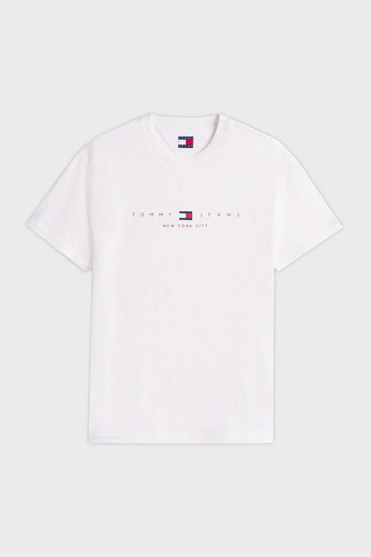 Tommy Jeans % 100 Pamuk Regular Fit Bisiklet Yaka Logolu Erkek T Shirt DM0DM21911 YBL BEYAZ - 5