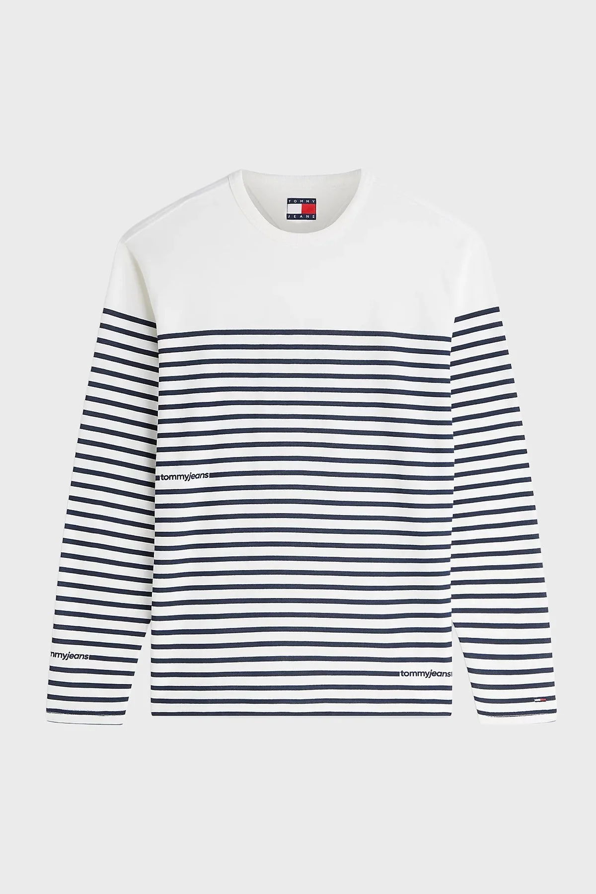 Tommy Jeans %100 Pamuk Regular Fit Bisiklet Yaka Uzun Kollu Erkek T Shirt DM0DM23183 YBH Beyaz - 5