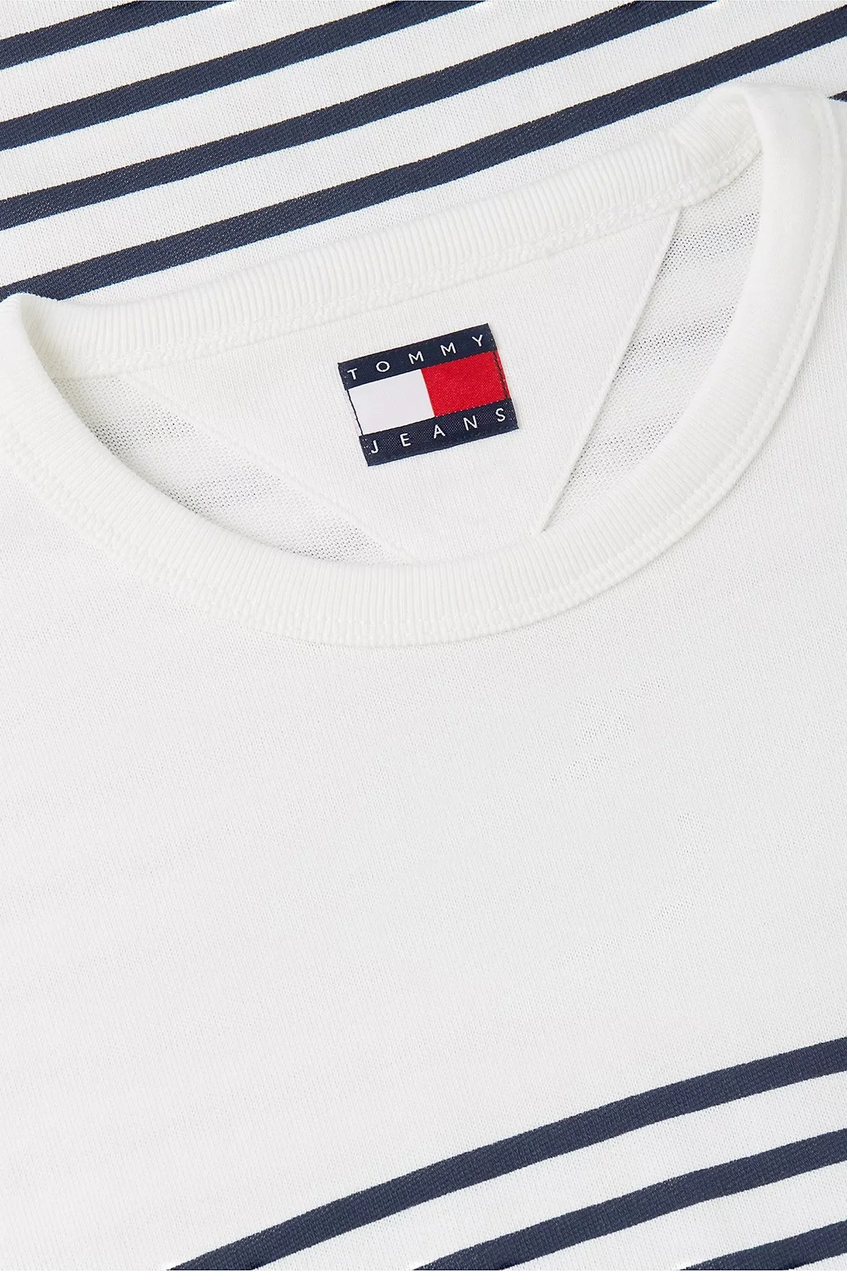 Tommy Jeans %100 Pamuk Regular Fit Bisiklet Yaka Uzun Kollu Erkek T Shirt DM0DM23183 YBH Beyaz - 6