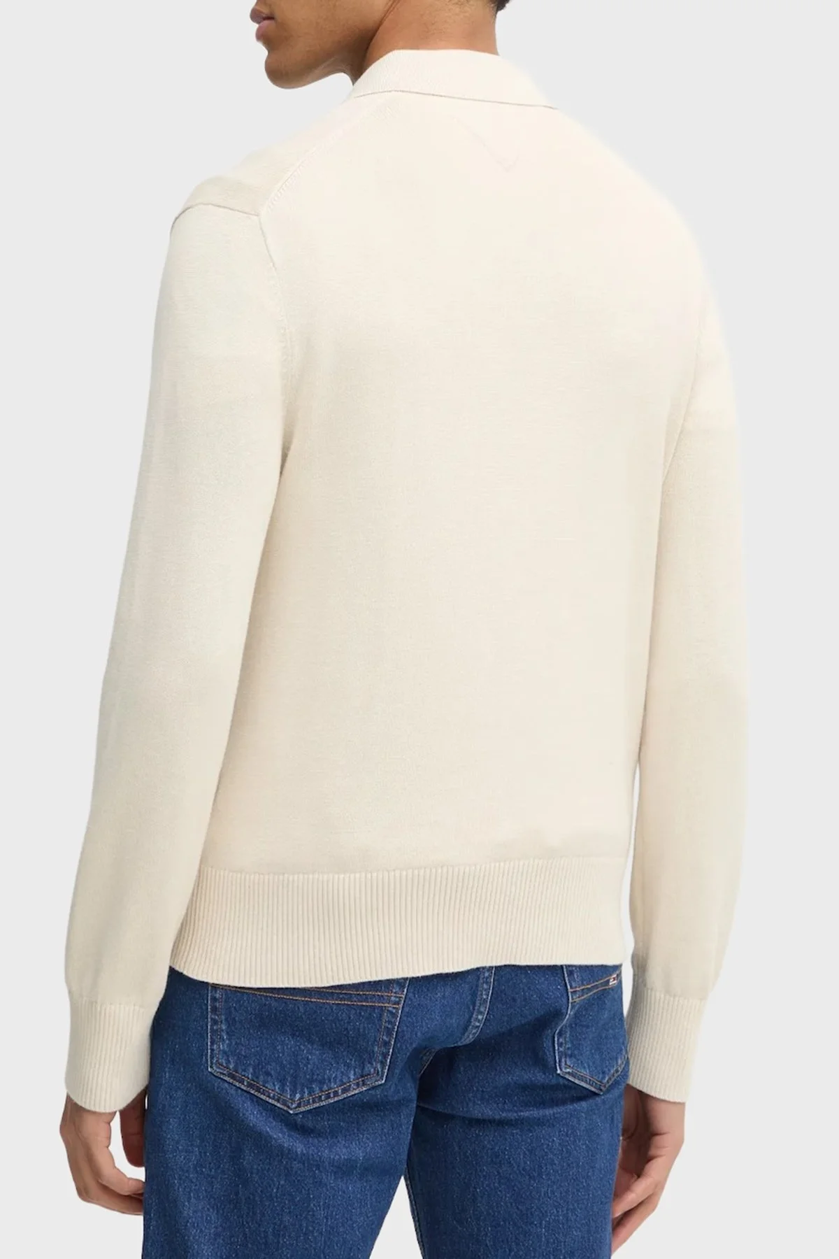 Tommy Jeans % 100 Pamuk Regular Fit Düğmeli Erkek Polo Yaka Kazak DM0DM20304 ACH KREM - 2