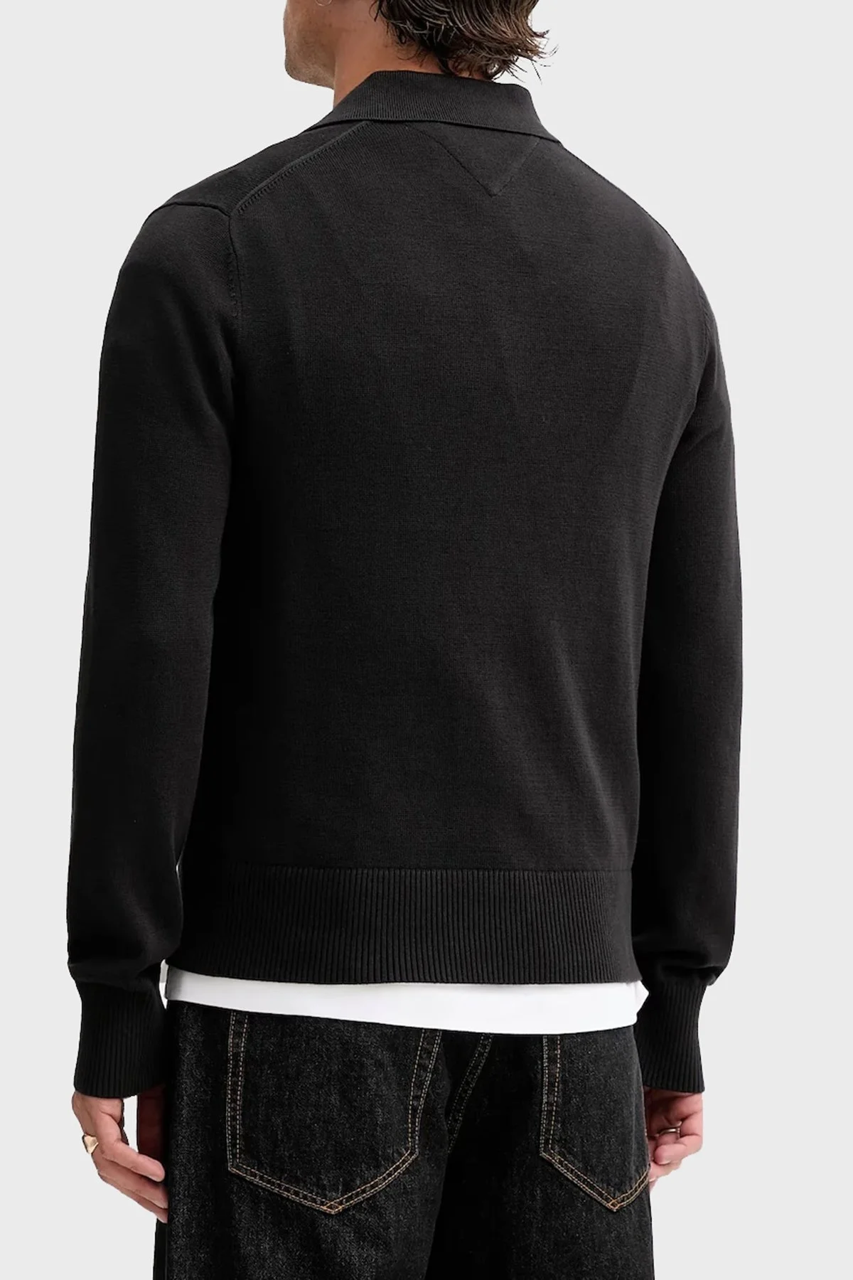 Tommy Jeans % 100 Pamuk Regular Fit Düğmeli Erkek Polo Yaka Kazak DM0DM20304 BDS SİYAH - 3