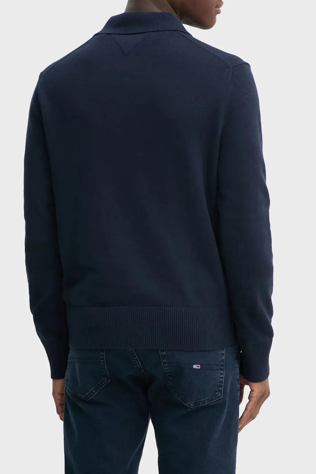 Tommy Jeans % 100 Pamuk Regular Fit Düğmeli Erkek Polo Yaka Kazak DM0DM20304 C1G LACİVERT - 3