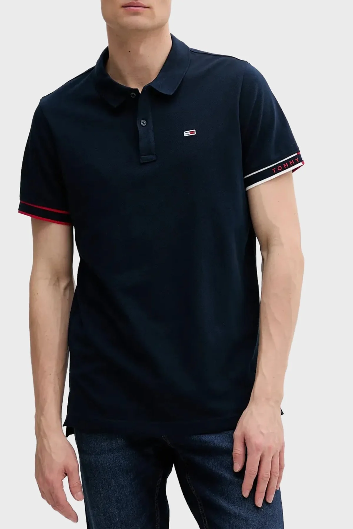 Tommy Jeans % 100 Pamuk Regular Fit Düğmeli Erkek Polo Yaka T Shirt DM0DM21306 C1G LACİVERT - 1