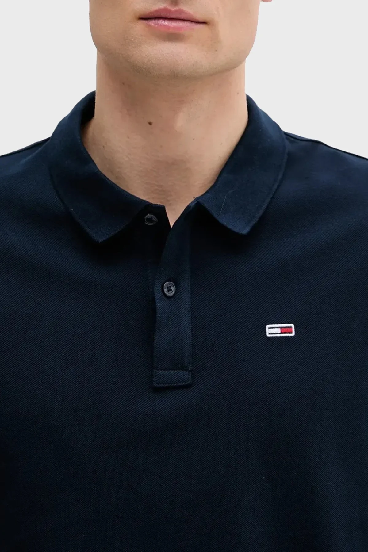 Tommy Jeans % 100 Pamuk Regular Fit Düğmeli Erkek Polo Yaka T Shirt DM0DM21306 C1G LACİVERT - 3