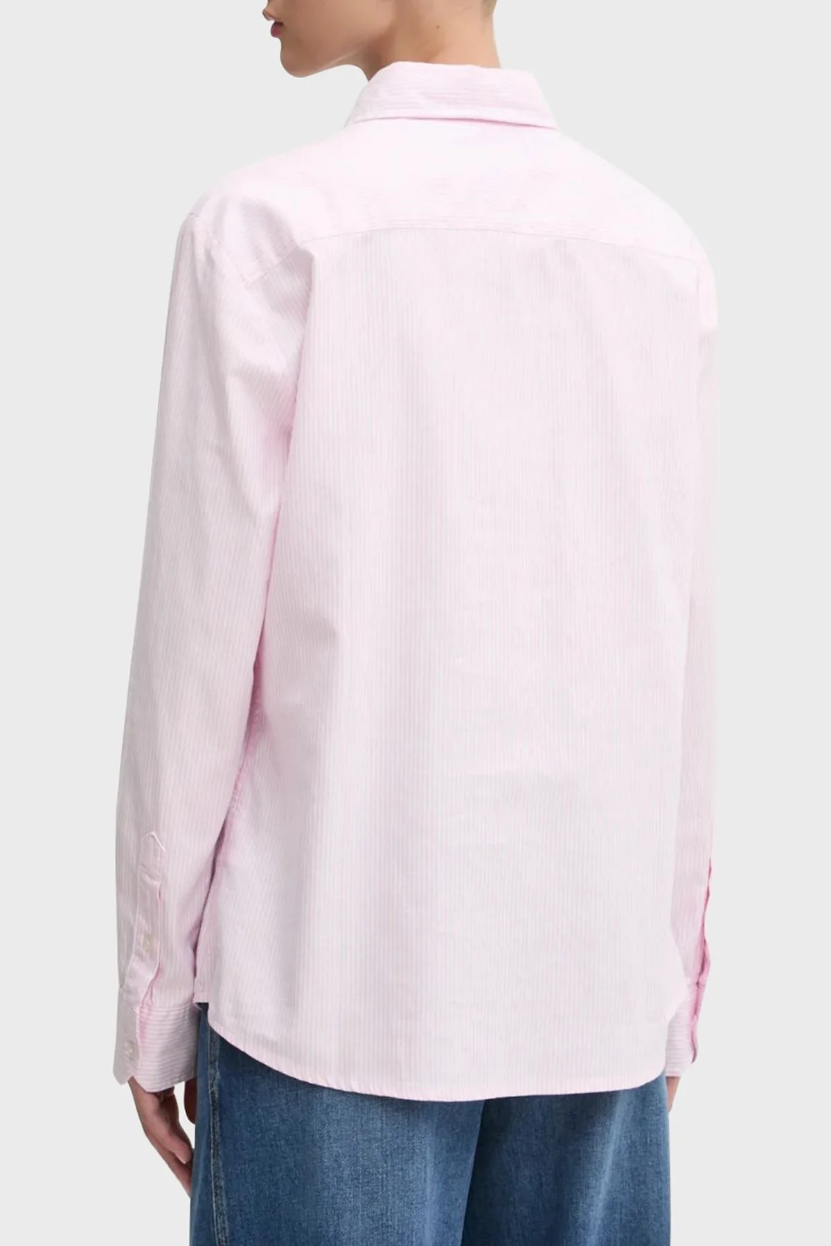 Tommy Jeans % 100 Pamuk Regular Fit Düğmeli Yaka Bayan Gömlek DW0DW19890 0D5 PEMBE-BEYAZ - 2