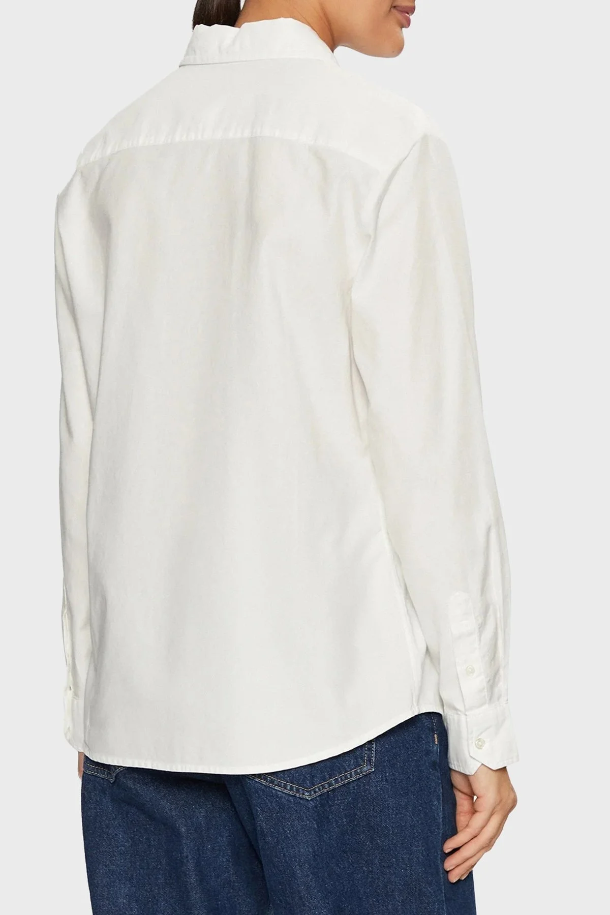 Tommy Jeans % 100 Pamuk Regular Fit Düğmeli Yaka Bayan Gömlek DW0DW19890 YBL BEYAZ - 2