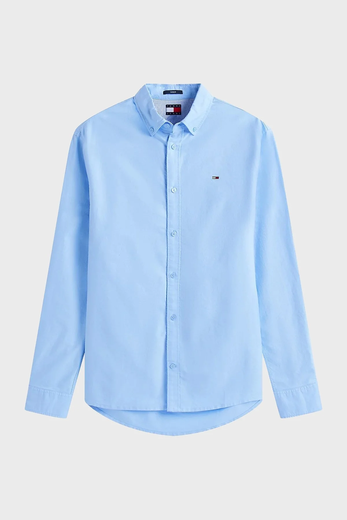 Tommy Jeans % 100 Pamuk Regular Fit Düğmeli Yaka Erkek Gömlek DM0DM21298 0GY MAVİ - 5