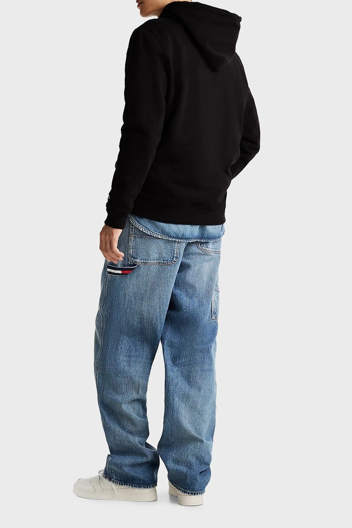 Tommy Jeans % 100 Pamuk Regular Fit Kapüşon Yaka Logolu Erkek Sweat DM0DM21100 BDS SİYAH - 3