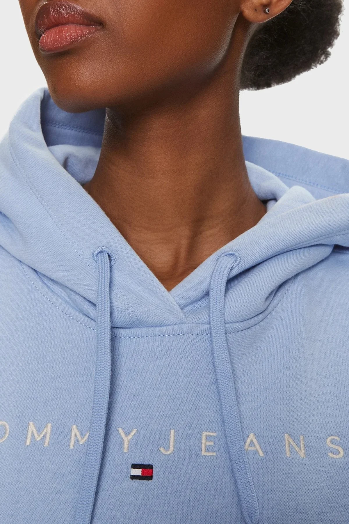 Tommy Jeans % 100 Pamuk Regular Fit Kapüşonlu Bayan Sweat DW0DW17324 C1Z MAVİ - 5