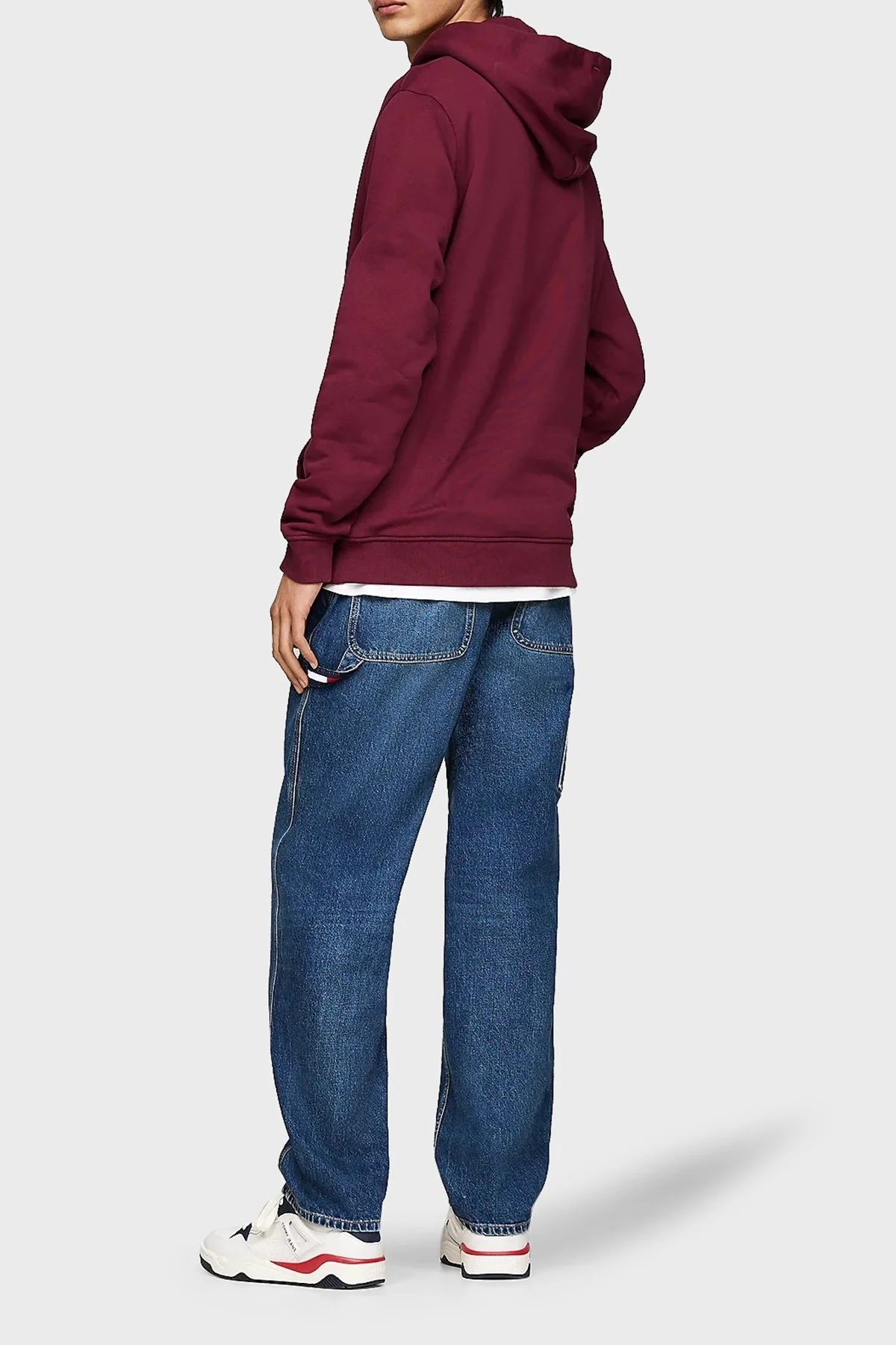 Tommy Jeans % 100 Pamuk Regular Fit Kapüşonlu Erkek Sweat DM0DM17988 VLP BORDO - 3