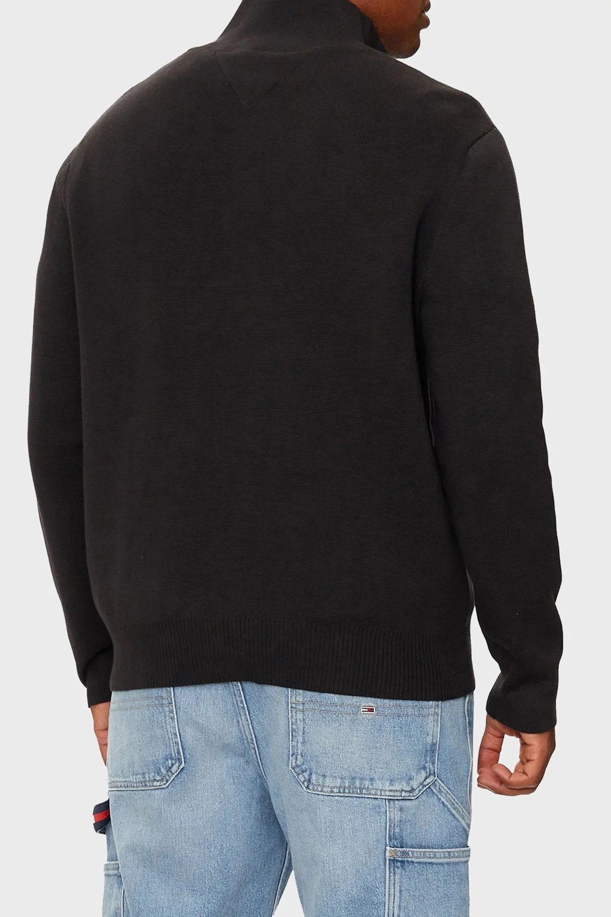 Tommy Jeans % 100 Pamuk Regular Fit Yarım Fermuarlı Dik Yaka Erkek Kazak DM0DM20596 BDS SİYAH - 6