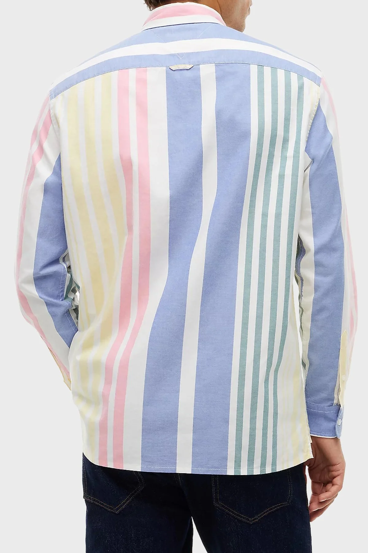 Tommy Jeans %100 Pamuk Relaxed Fit Çizgili Erkek Gömlek DM0DM23246 YBL Beyaz - 4