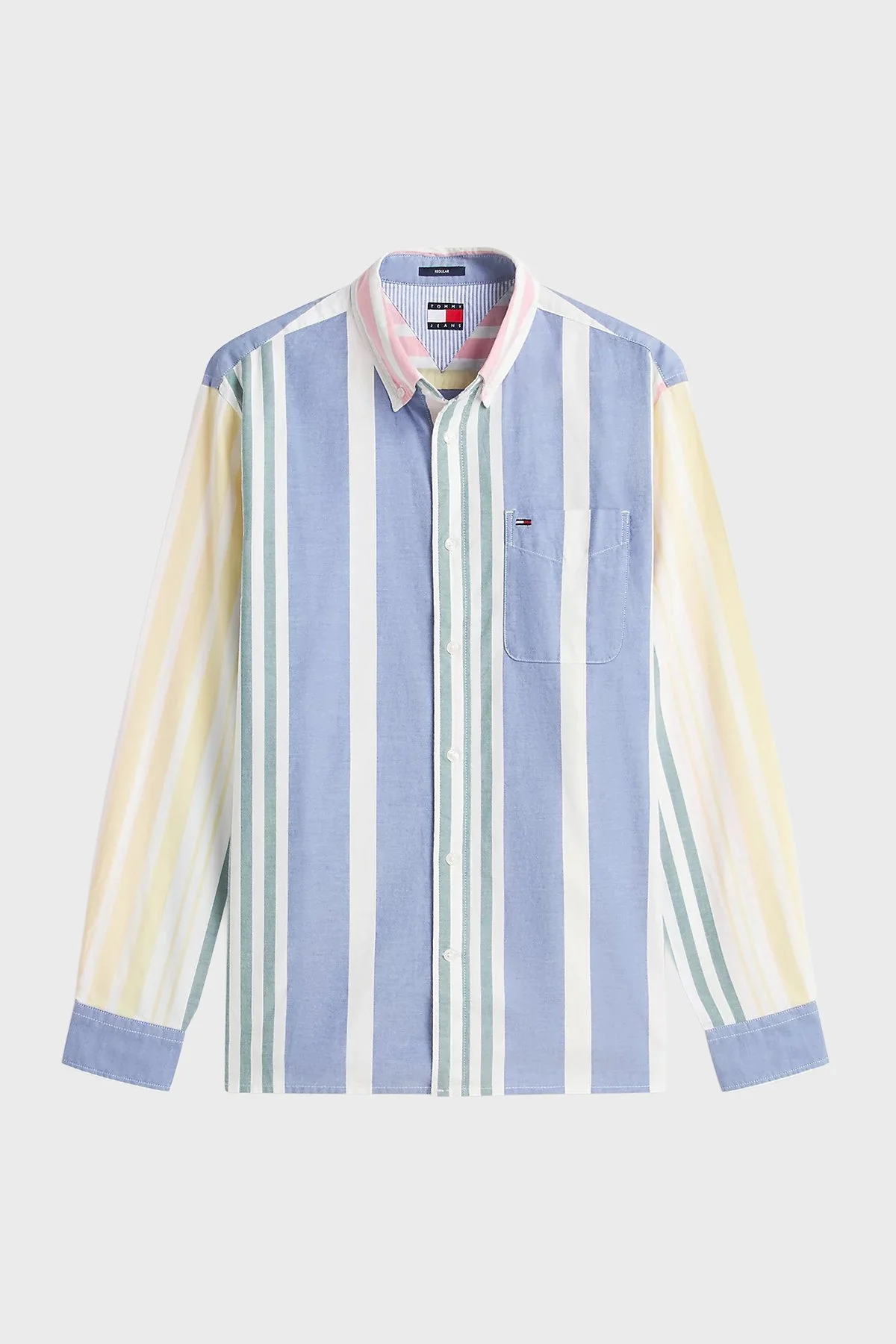 Tommy Jeans %100 Pamuk Relaxed Fit Çizgili Erkek Gömlek DM0DM23246 YBL Beyaz - 5