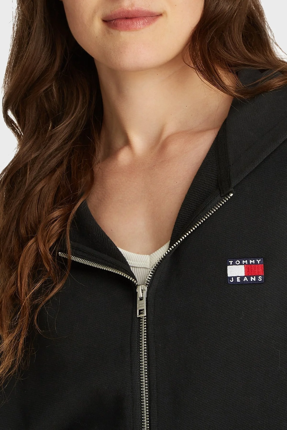 Tommy Jeans % 100 Pamuk Relaxed Fit Kapüşonlu Bayan Sweat DW0DW19412 BDS SİYAH - 4