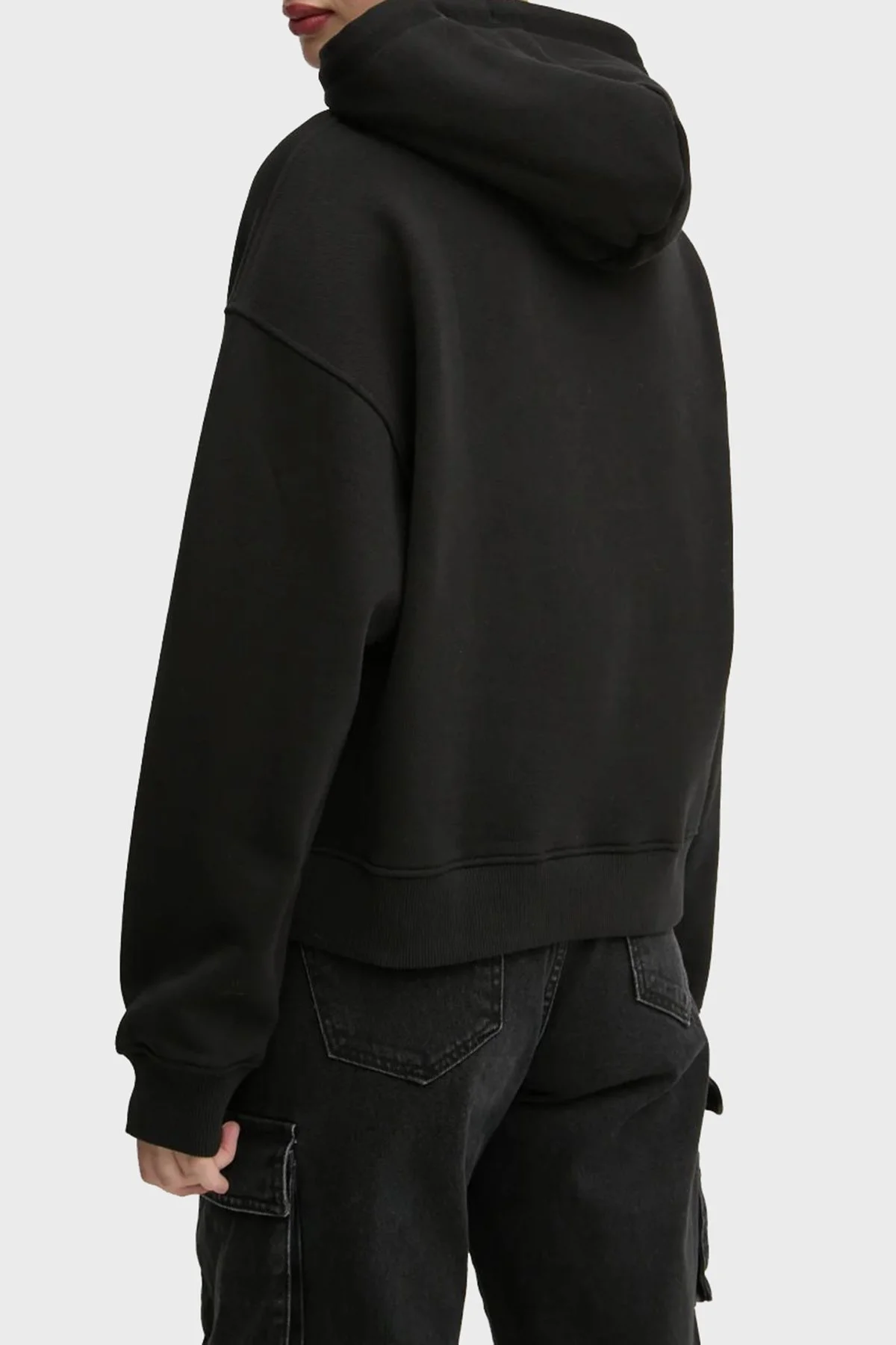 Tommy Jeans % 100 Pamuk Relaxed Fit Kapüşonlu Bayan Sweat DW0DW19414 BDS SİYAH - 2