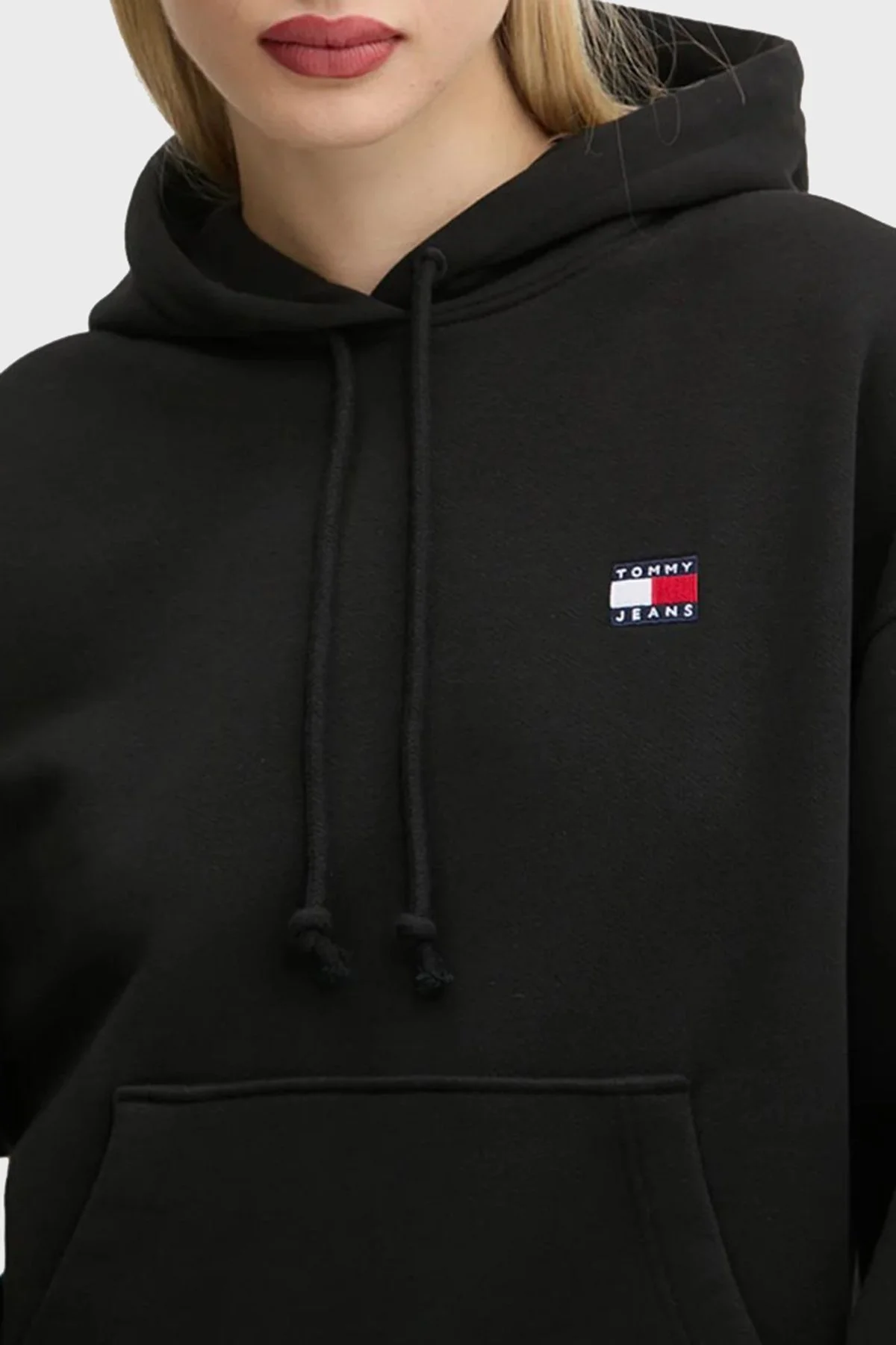 Tommy Jeans % 100 Pamuk Relaxed Fit Kapüşonlu Bayan Sweat DW0DW19414 BDS SİYAH - 4