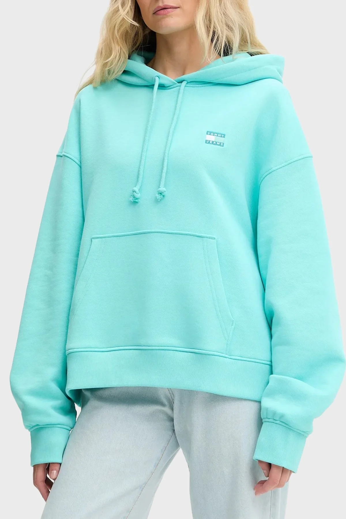 Tommy Jeans % 100 Pamuk Relaxed Fit Kapüşonlu Bayan Sweat DW0DW19414 L61 YEŞİL - 1