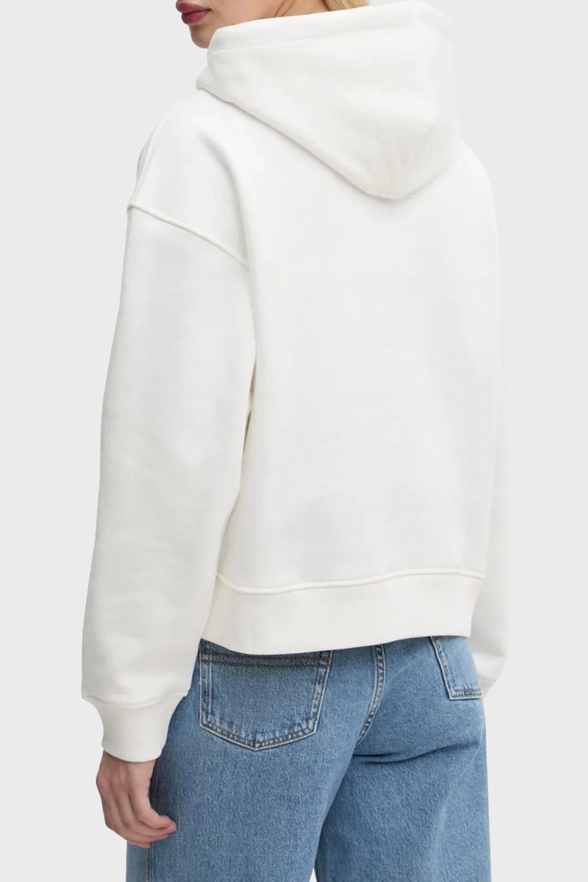 Tommy Jeans % 100 Pamuk Relaxed Fit Kapüşonlu Bayan Sweat DW0DW19414 YBL BEYAZ - 2