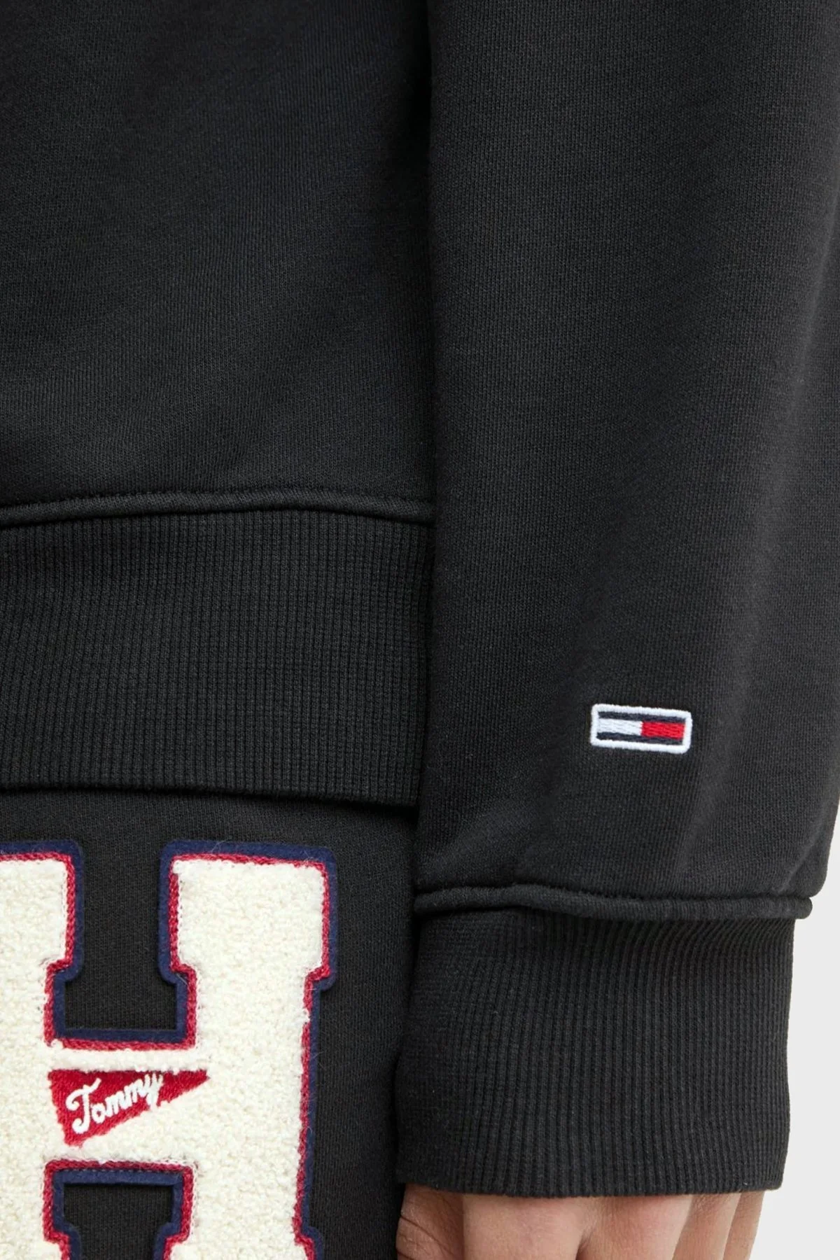 Tommy Jeans % 100 Pamuk Relaxed Fit Yarım Fermuarlı Dik Yaka Erkek Sweat DM0DM21263 BDS SİYAH - 5