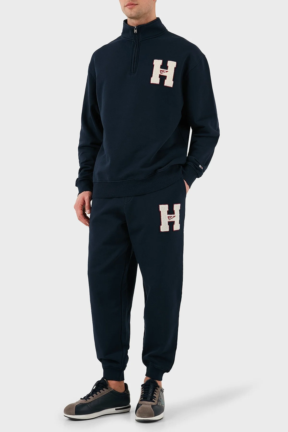 Tommy Jeans % 100 Pamuk Relaxed Fit Yarım Fermuarlı Dik Yaka Erkek Sweat DM0DM21263 DYY LACİVERT - 2