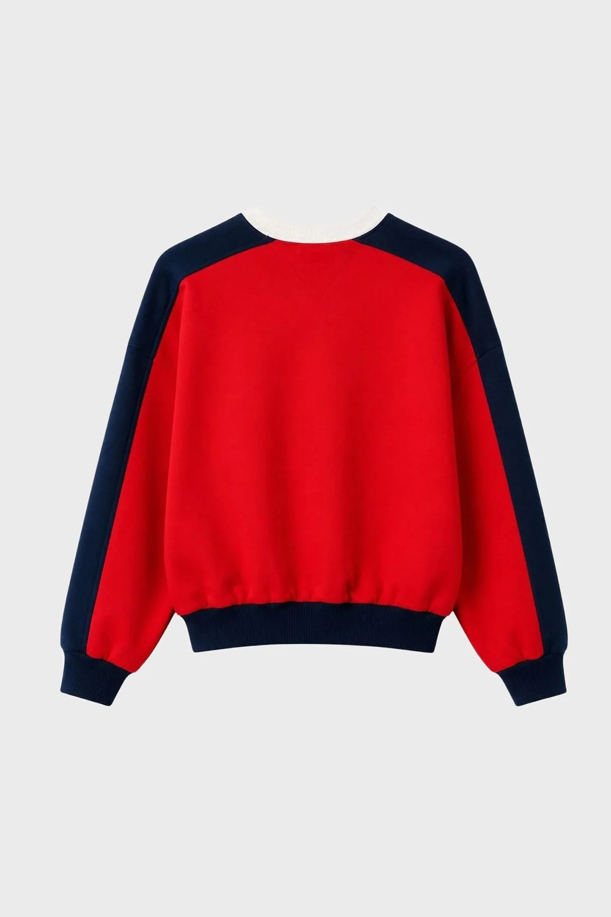 Tommy Jeans % 100 Pamuk Renk Bloklu Bisiklet Yaka Kadın Sweat DW0DW22826 XK9 Kırmızı - 4