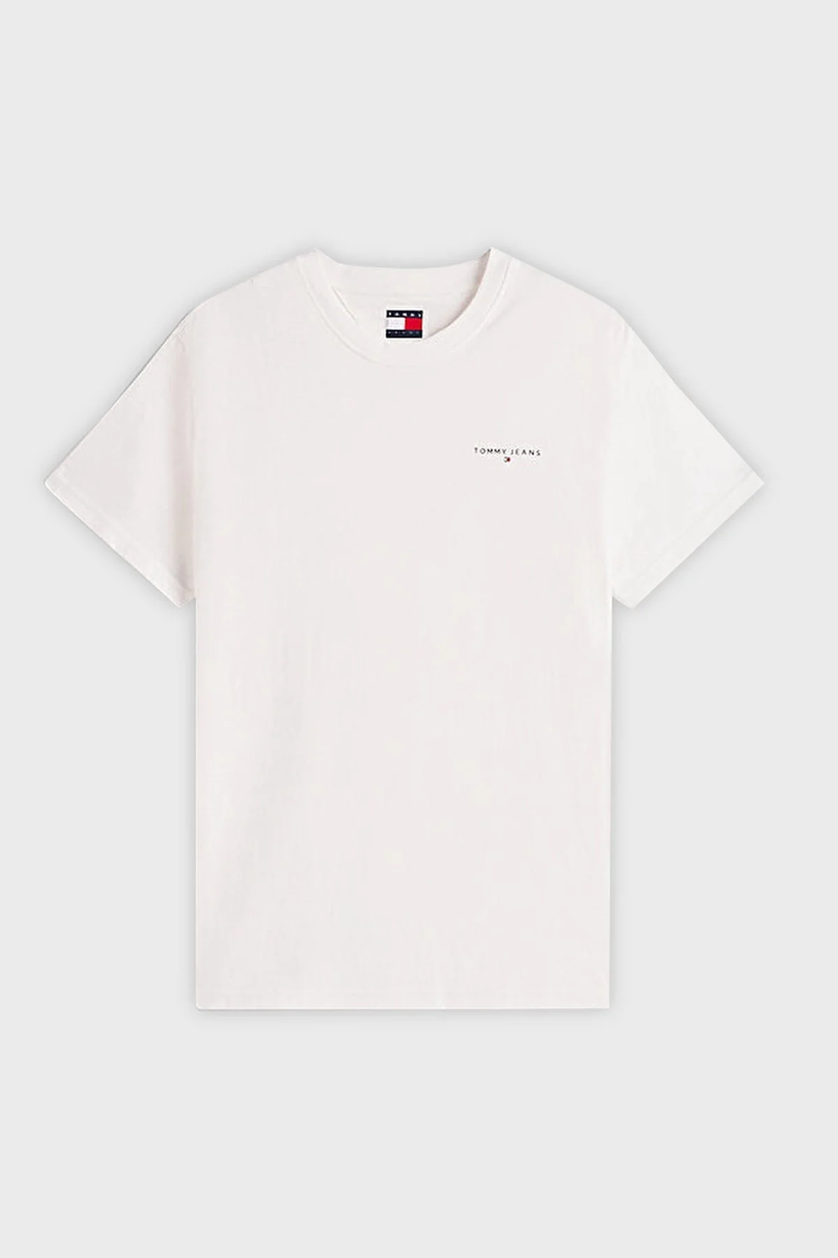 Tommy Jeans % 100 Pamuk Slim Fit Bisiklet Yaka Logolu Erkek T Shirt DM0DM21780 YBL BEYAZ - 5