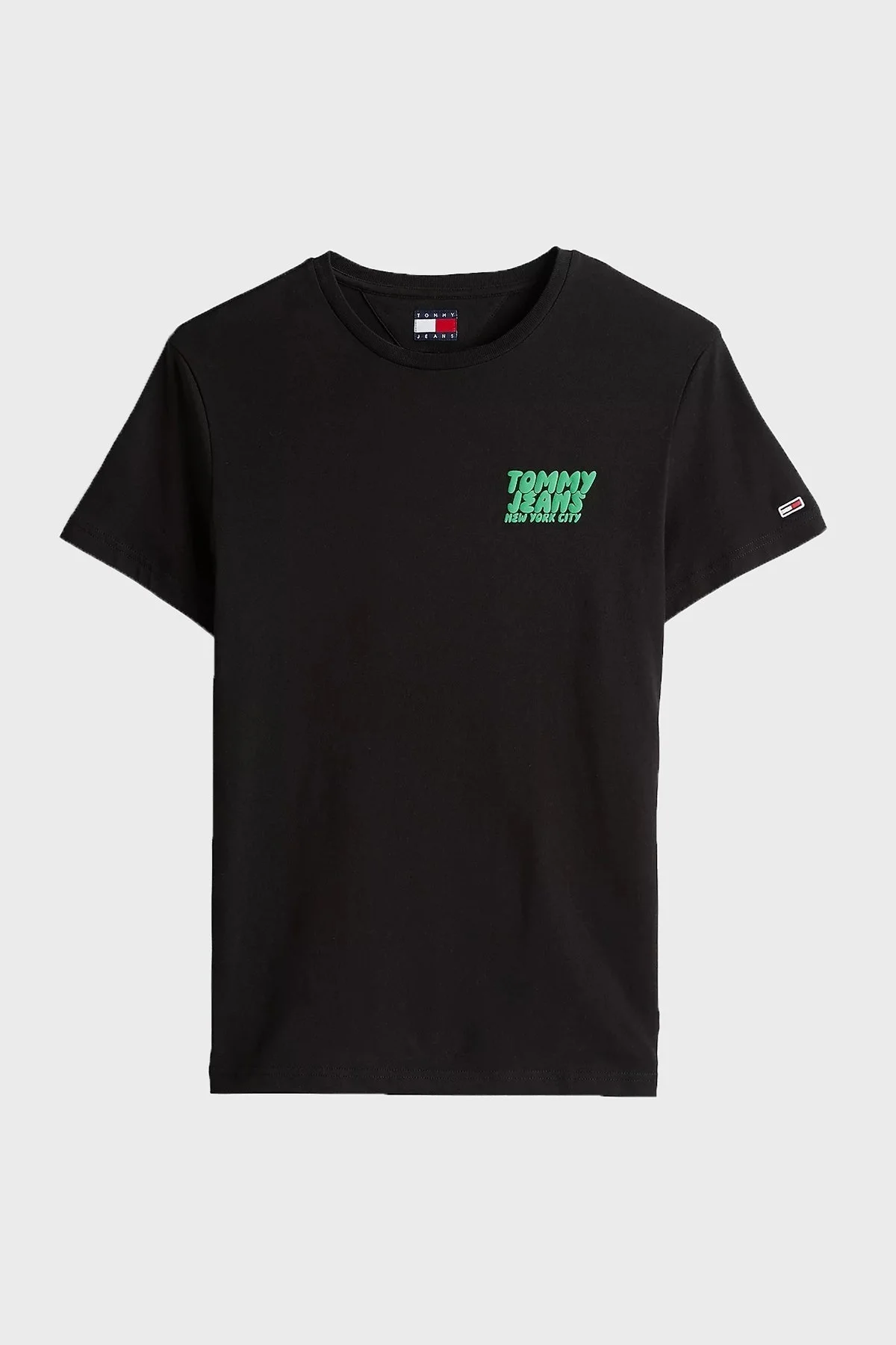 Tommy Jeans % 100 Pamuk Slim Fit Bisiklet Yaka Logolu Erkek T Shirt DM0DM21863 BDS SİYAH - 5