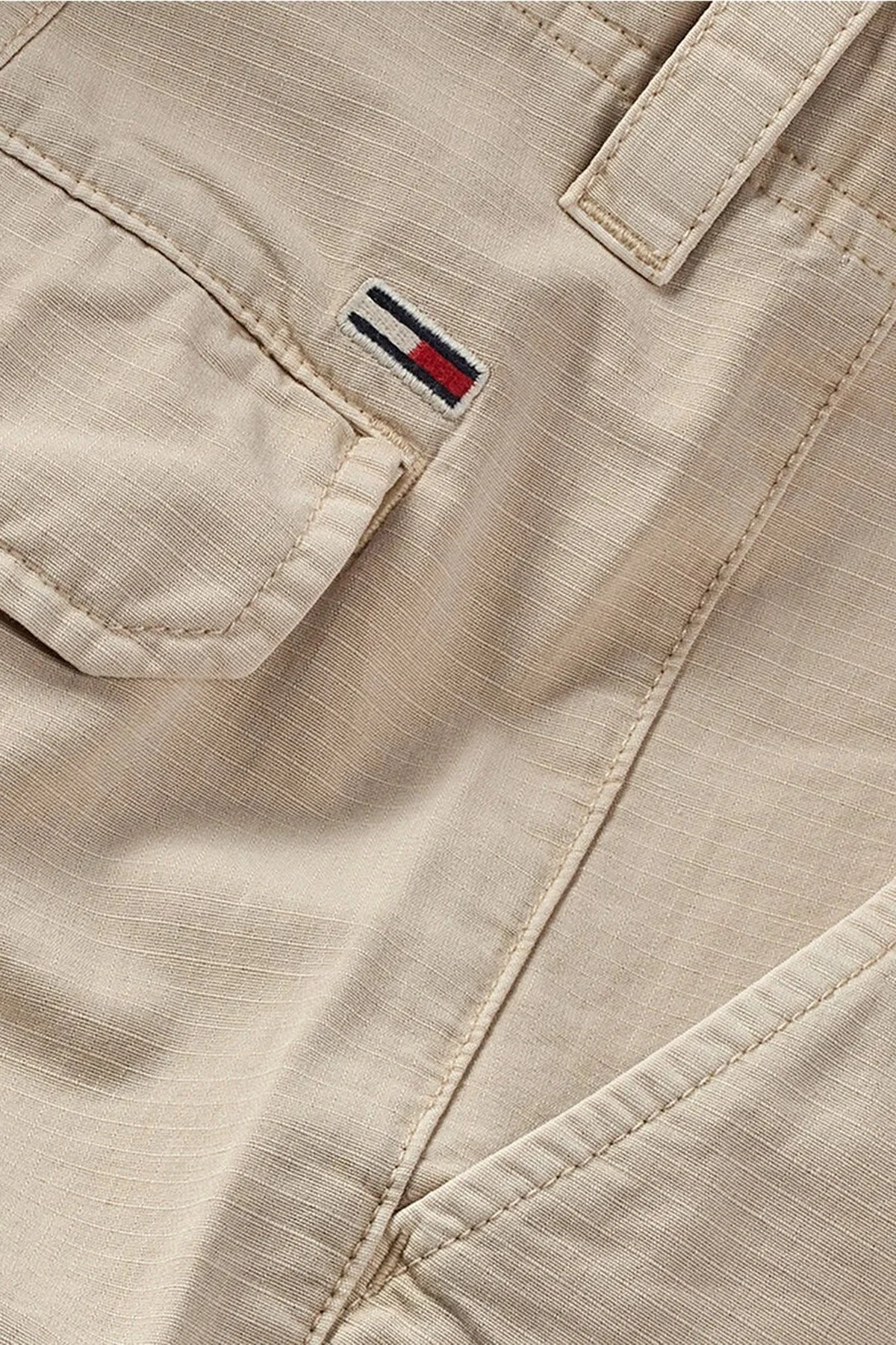 Tommy Jeans % 100 Pamuk Slim Fit Normal Bel Lastikli Paça Kargo Erkek Pantolon DM0DM20284 ACG BEJ - 3