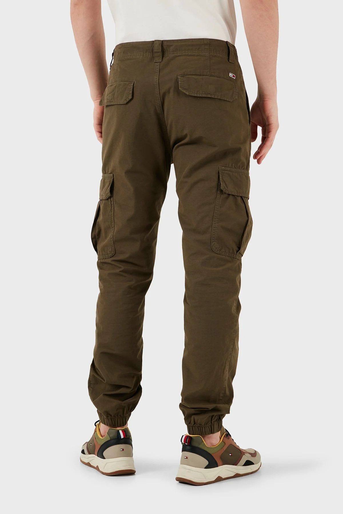 Tommy Jeans % 100 Pamuk Slim Fit Normal Bel Lastikli Paça Kargo Erkek Pantolon DM0DM20284 M12 YEŞİL - 2