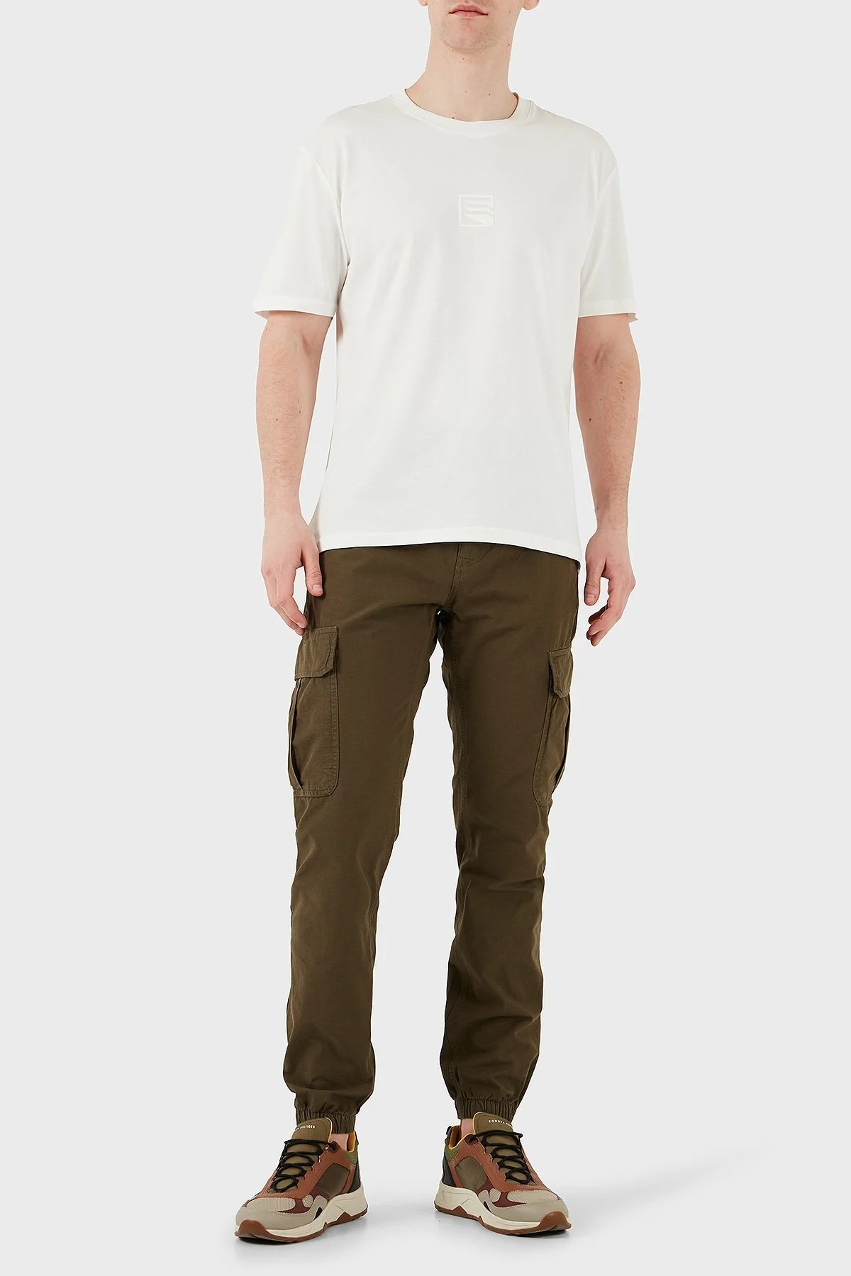 Tommy Jeans % 100 Pamuk Slim Fit Normal Bel Lastikli Paça Kargo Erkek Pantolon DM0DM20284 M12 YEŞİL - 3