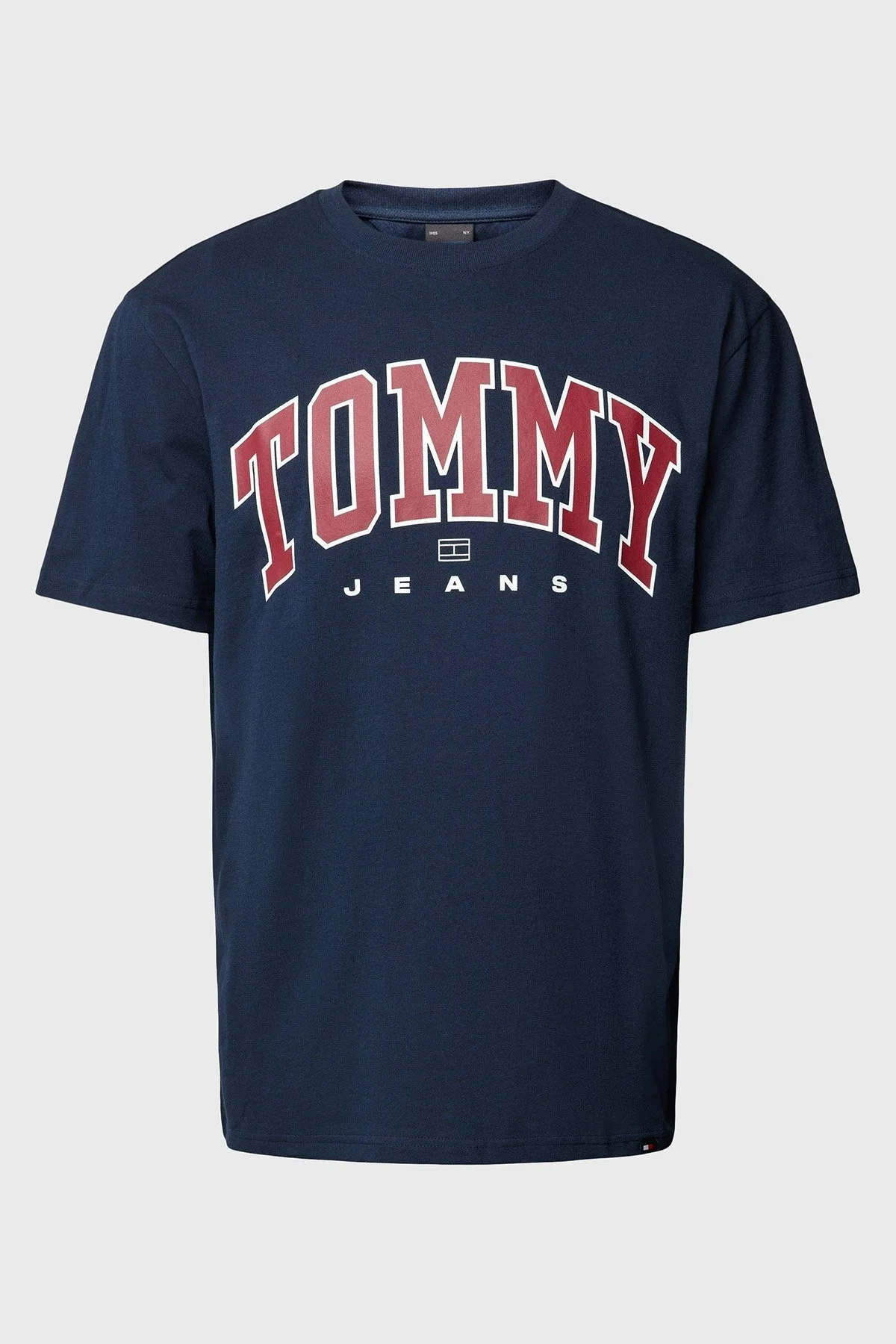 Tommy Jeans % 100 Pamuklu Bisiklet Yaka Erkek T Shirt DM0DM18537 C1G LACİVERT - 5