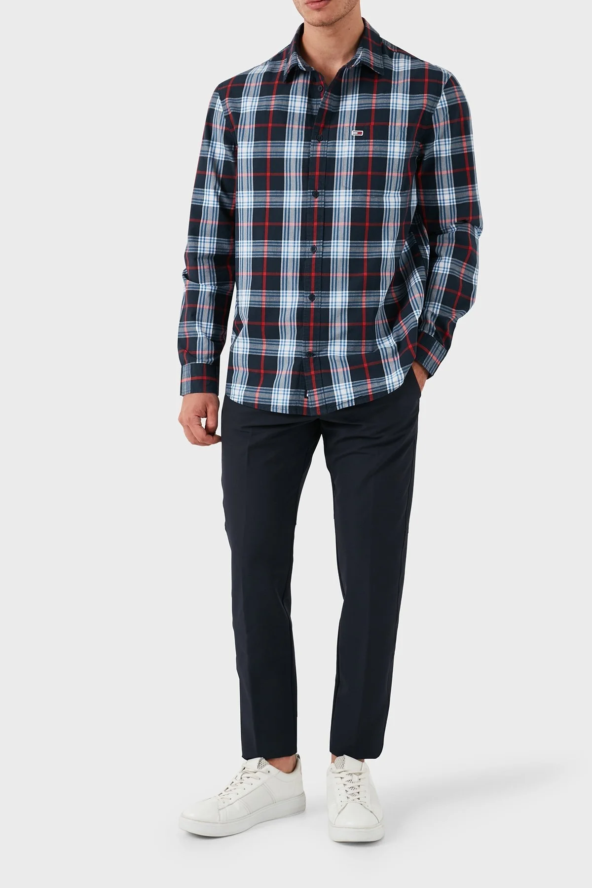 Tommy Jeans % 100 Pamuklu Regular Fit Erkek Gömlek DM0DM19512 C1G LACİVERT - 3