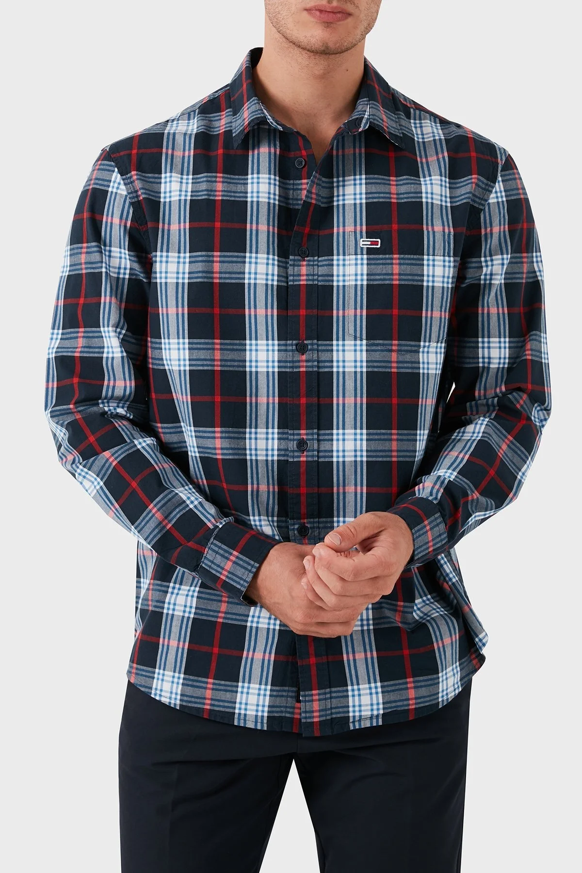 Tommy Jeans % 100 Pamuklu Regular Fit Erkek Gömlek DM0DM19512 C1G LACİVERT - 4